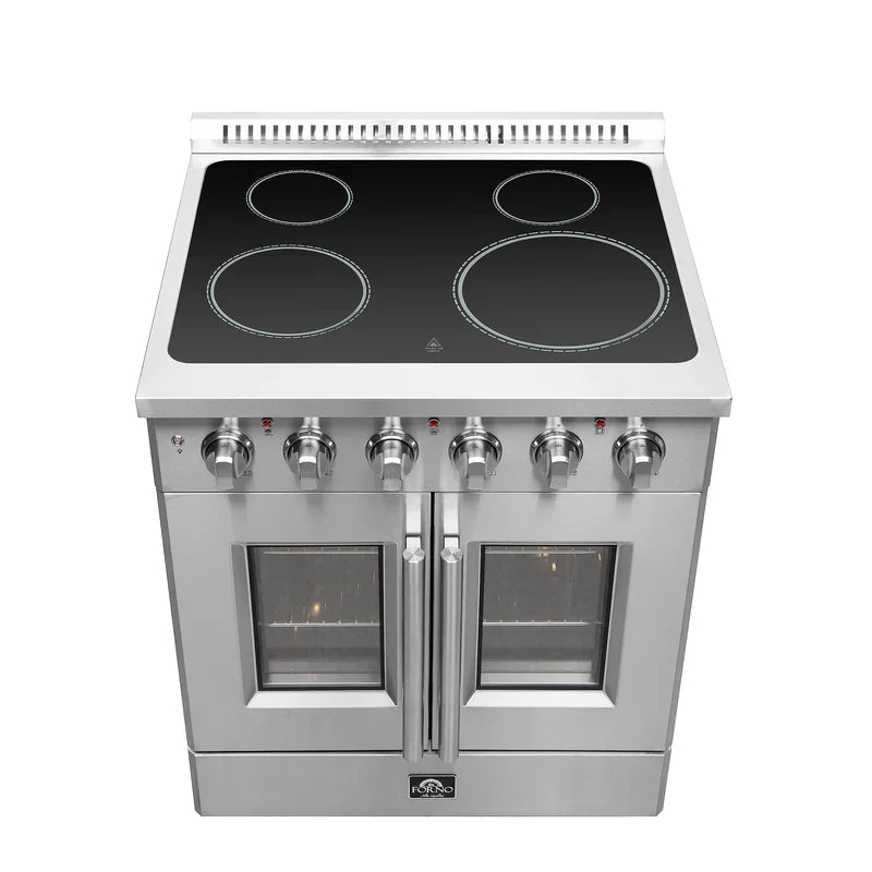 FORNO Galiano 30 Inch French Door Electric Range with Convection Oven - Stainless Steel FFSEL6917 30