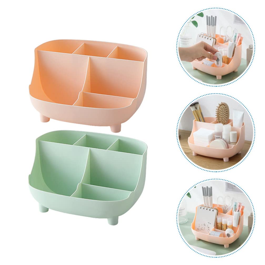 Beaupretty 2-Piece Plastic Cosmetic Storage Box Set - Makeup Organizer, Bathroom Toothbrush Holder & Desk Tray for Cellphone - Multifunctional PP Storage Bin for Home, Office, and Travel Organization