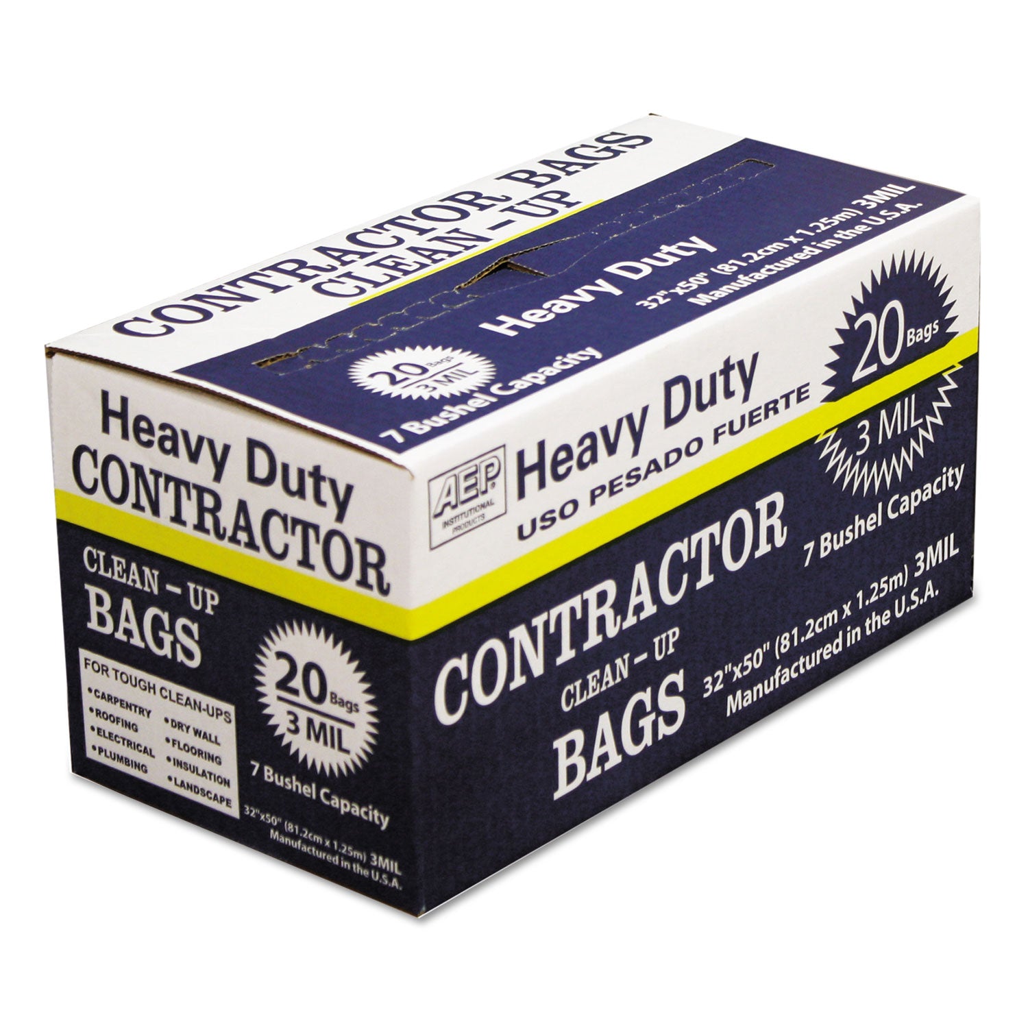 Heavy Duty Contractor Clean Up Bags 60 Gallon - 3 Mil Thick - 32
