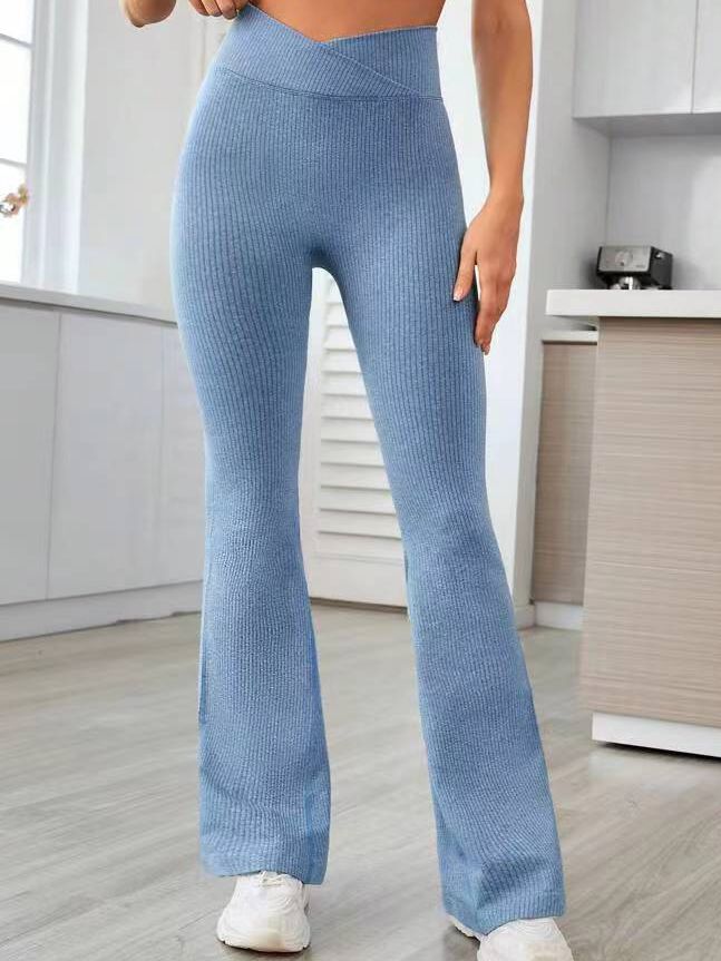 ZASUWA Women's High Waisted Flare Pants - Solid Color & Striped Design for Casual & Office Wear | Comfortable Wide Leg Trousers for Everyday Fashion