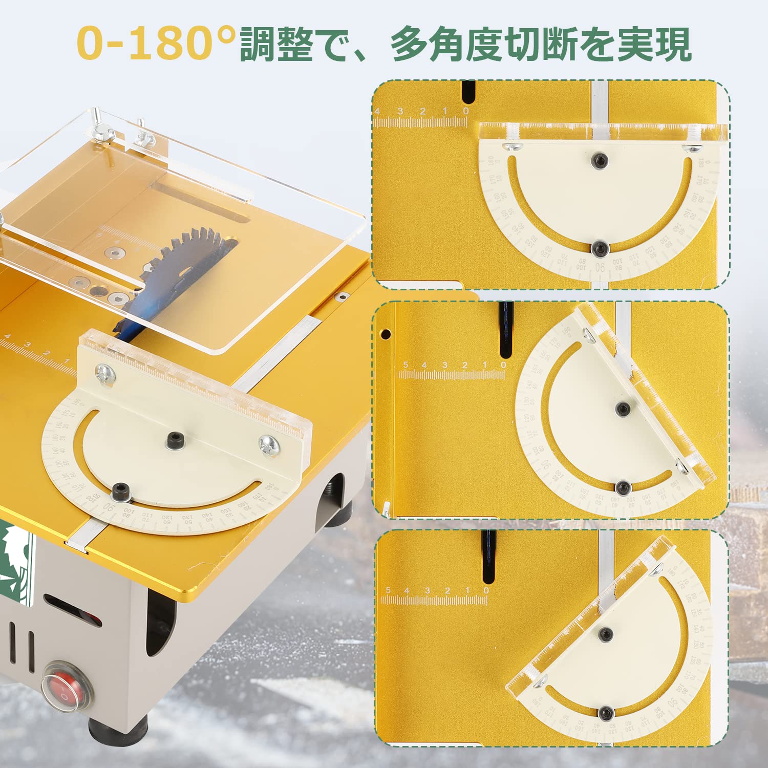 Huanyu Mini Table Saw Circular Saw - 26-29mm Cutting Diameter, 7-Speed Adjustable Desktop Saw for Metal, Wood, Board & Acrylic with Blade, Power Supply & Drill Chuck - 96W Gold DIY Tool for Home Projects, Crafting & Woodworking