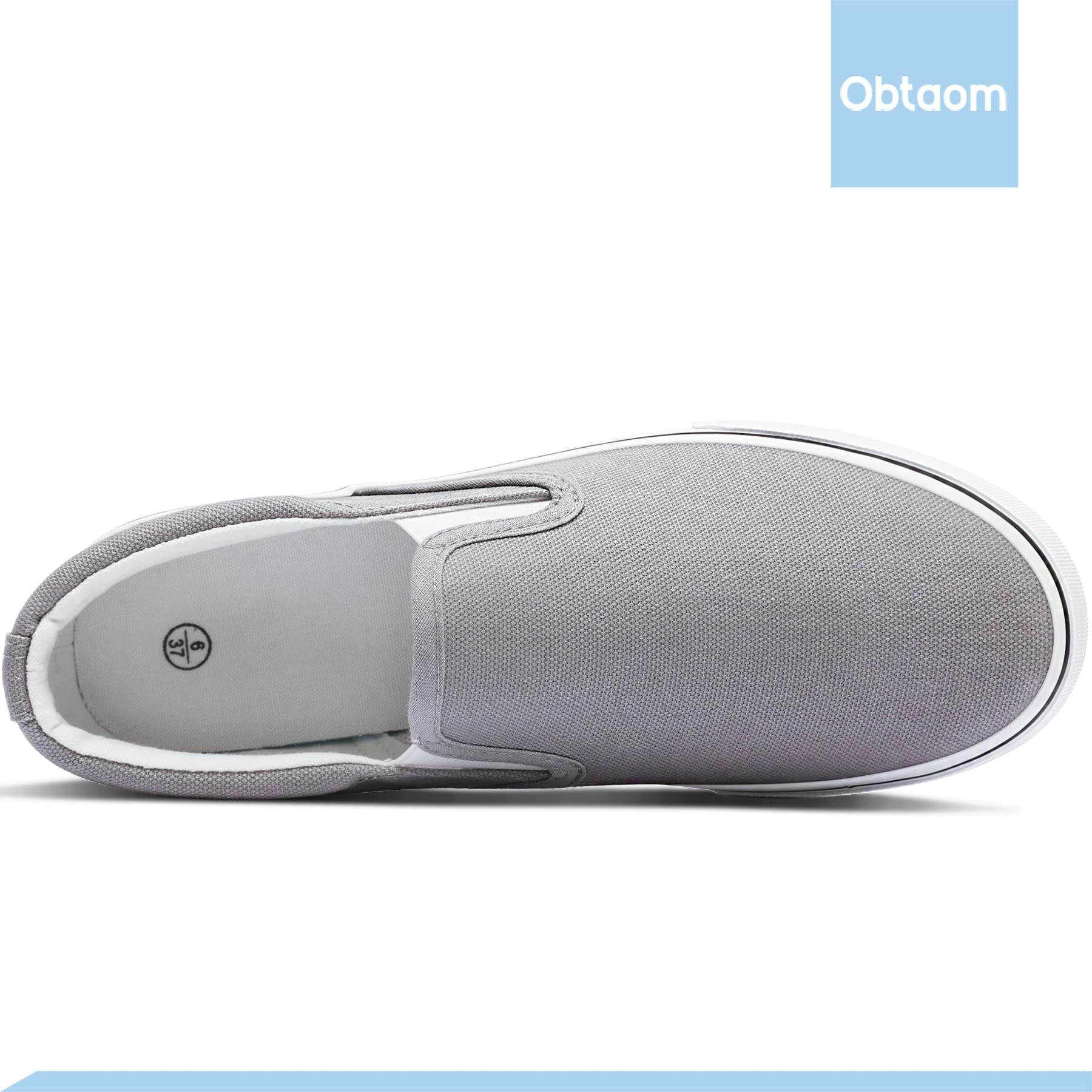 Obtaom Women's White Sneakers - Slip On Canvas Loafers for Women, Low Top Comfortable Casual Shoes - Perfect for Walking, Work, and Everyday Wear