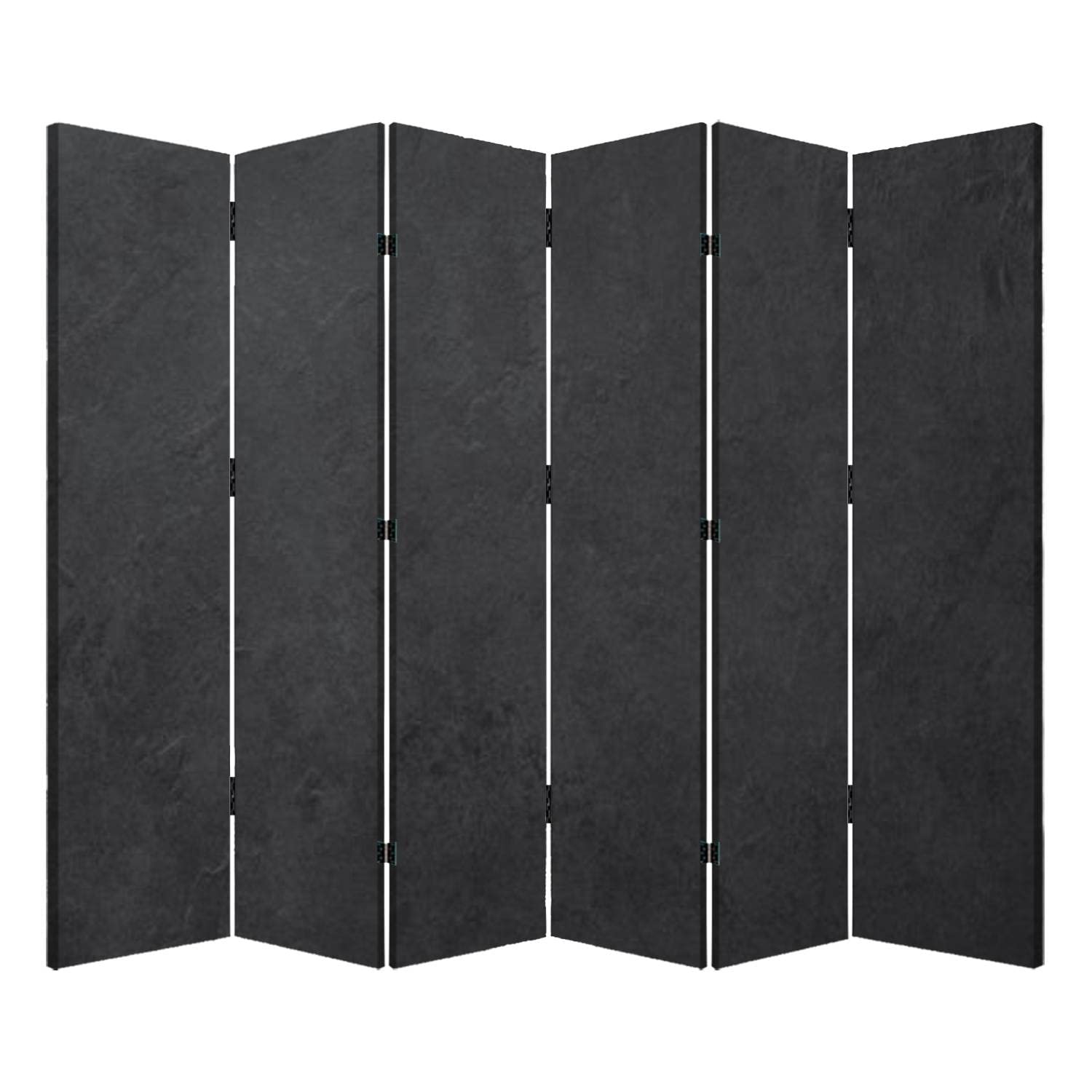 Freestanding Room Divider - 6-Panel Foldable Privacy Screen with Black Slate/Stone Texture Canvas | Portable Partition Wall for Home, Office & Events | Ideal for Room Separation, Privacy Protection & Space Division