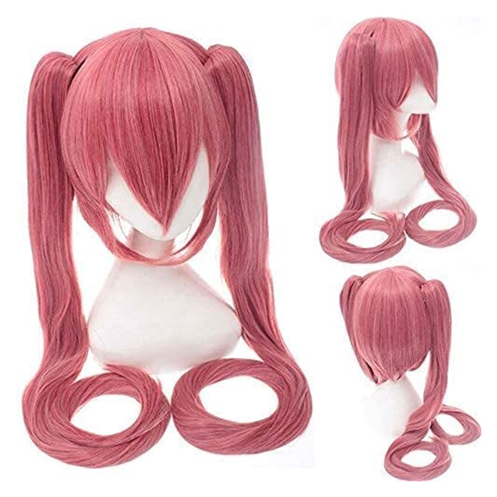 SUCICI Anime Hatsune Miku Cosplay Wig - Black Rock Shooter & Senbonzakura Style, Long Synthetic Hair with Ponytails + Free Wig Cap (Pink, One Size) - Perfect for Cosplay, Halloween, Anime Conventions & Themed Parties