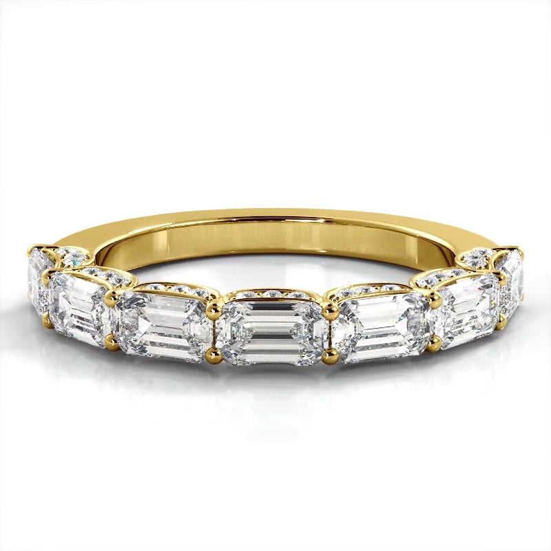 3.01 Carat Round & Emerald Cut Diamond Wedding Band – Elegant Bridal Ring for Engagement, Anniversary & Special Occasions