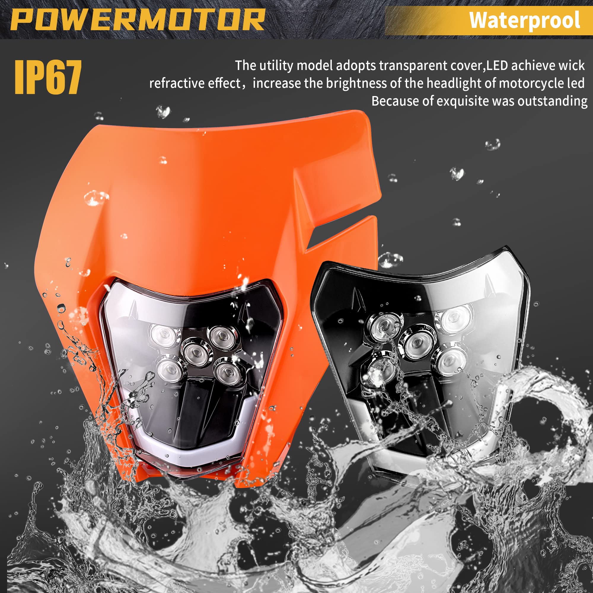 Universal Dirt Bike LED Headlight Kit - High Power Motorcycle Headlamp for Pit Bikes, Enduro, ATV & Off-Road Vehicles | Waterproof & Durable Front Light for Night Riding & Trail Adventures