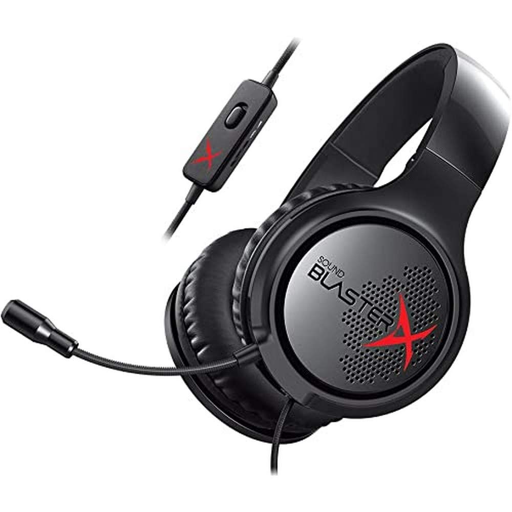 Creative Sound BlasterX H3 Portable Analog Gaming Headset with Mic - Lightweight Wired Headphones for PC, PS4, Xbox - Immersive 7.1 Surround Sound for Gaming, Streaming & Music