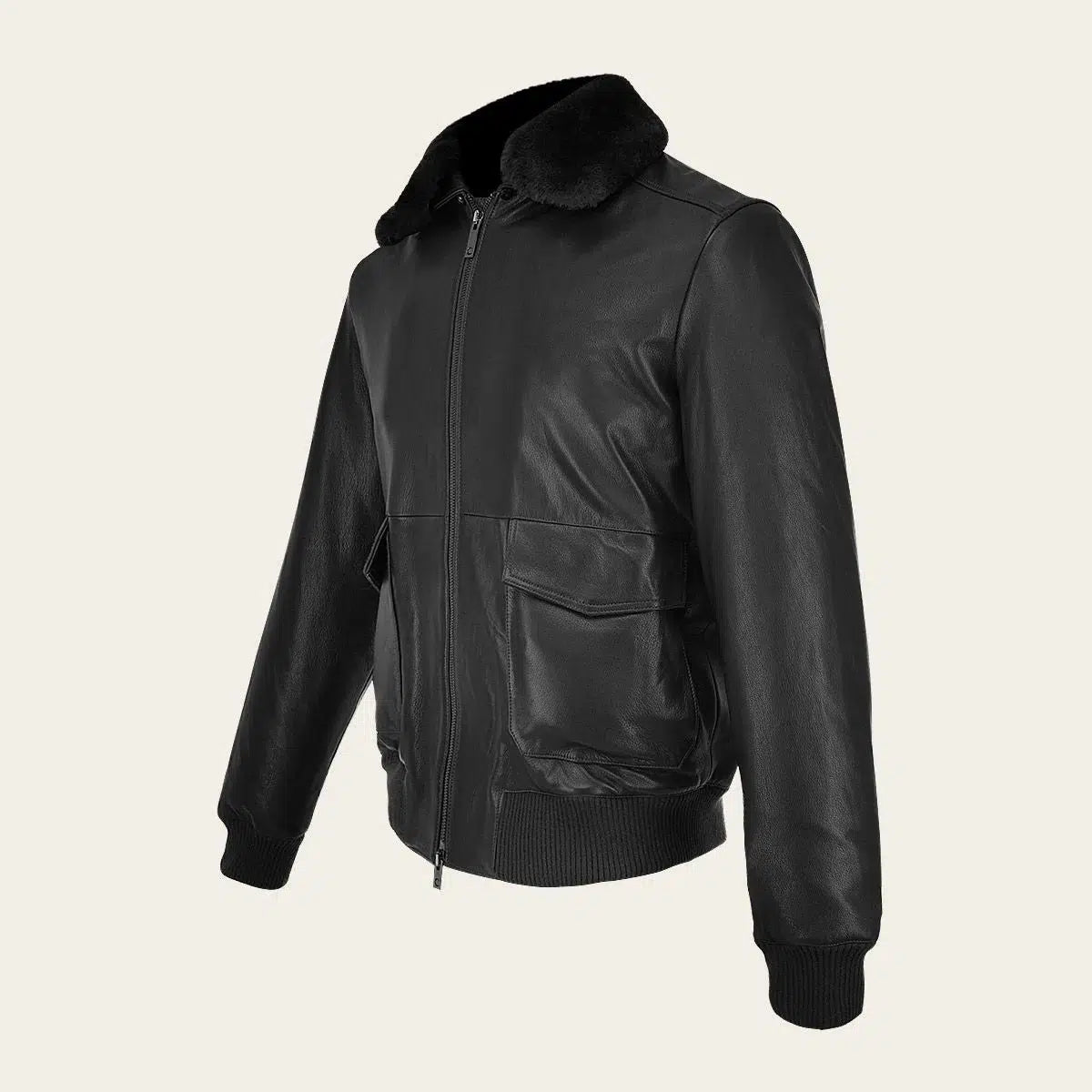 Men's Aviator Leather Jacket - Black Casual Fashion Biker Jacket for Motorcycle Riding, Night Out & Street Style