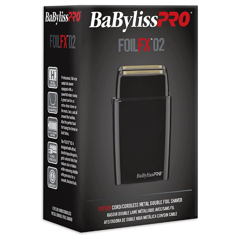 Babyliss Pro Cordless BlackFX Double Foil Shaver for Men - Rechargeable Electric Razor with Precision Trimmer - Perfect for Travel, Gym & Daily Grooming