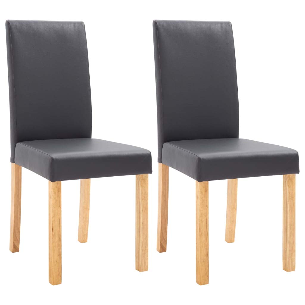 Modern Dining Chairs Set of 2 - Gray Faux Leather Padded Seat Dining Room Chairs - Comfortable & Stylish for Kitchen, Dining Room, Breakfast Nook & Small Spaces (Fast Delivery)
