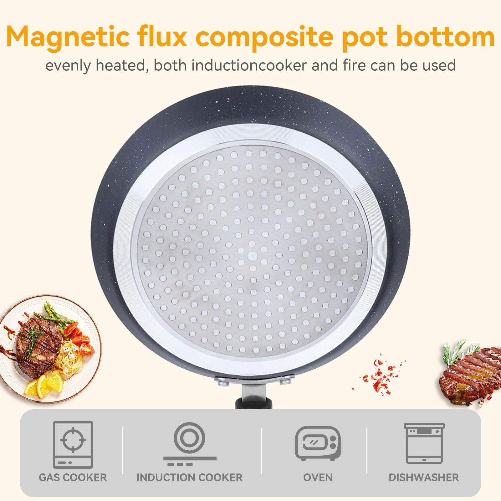 Non-Stick Frittata Pan with Ergonomic Handle - Universal Skillet for Pancakes, Crepes & Flat Omelettes - Perfect for Breakfast, Brunch & Healthy Cooking at Home
