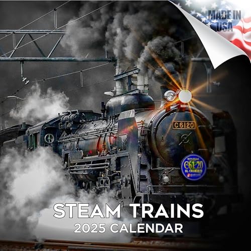 2025 Steam Train & Airplane Wall Calendar - 12