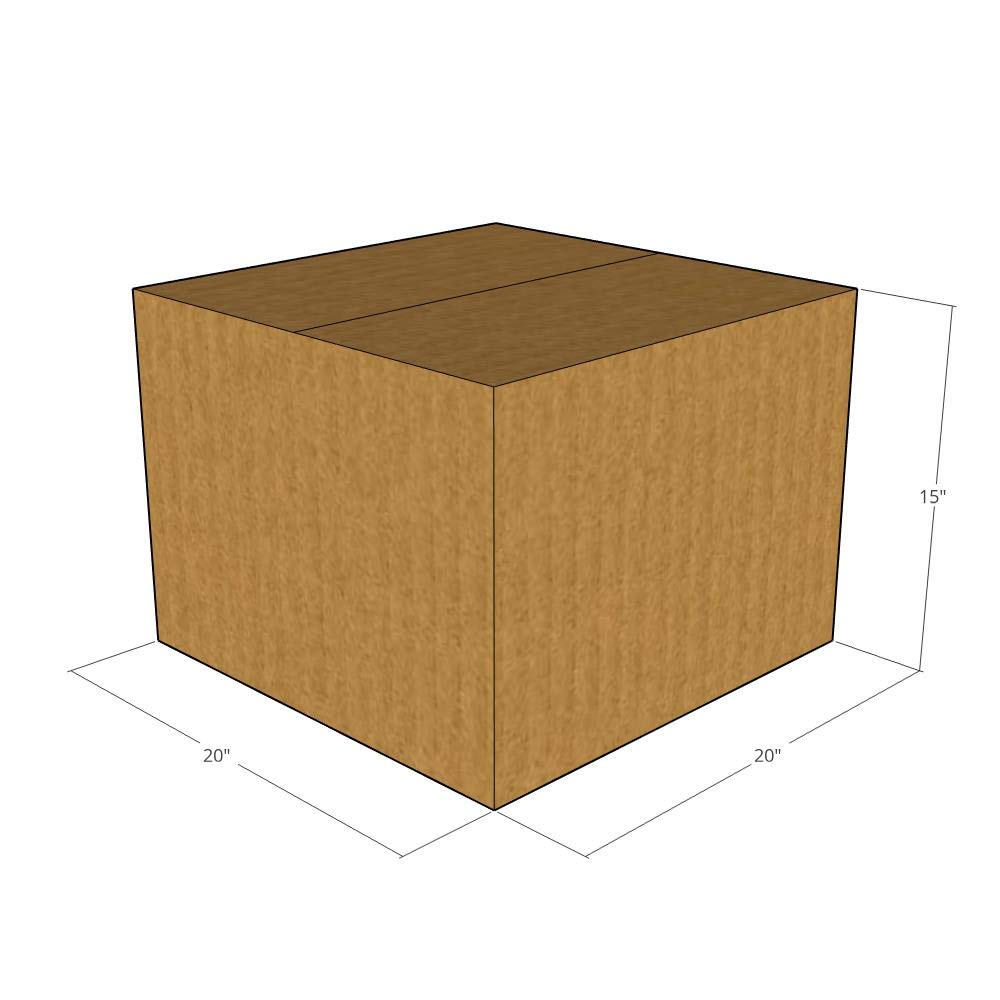 100 New 20x20x15 Inch Corrugated Shipping Boxes - 32 ECT Strength - Durable Cardboard Boxes for Moving, Storage & Ecommerce Packaging