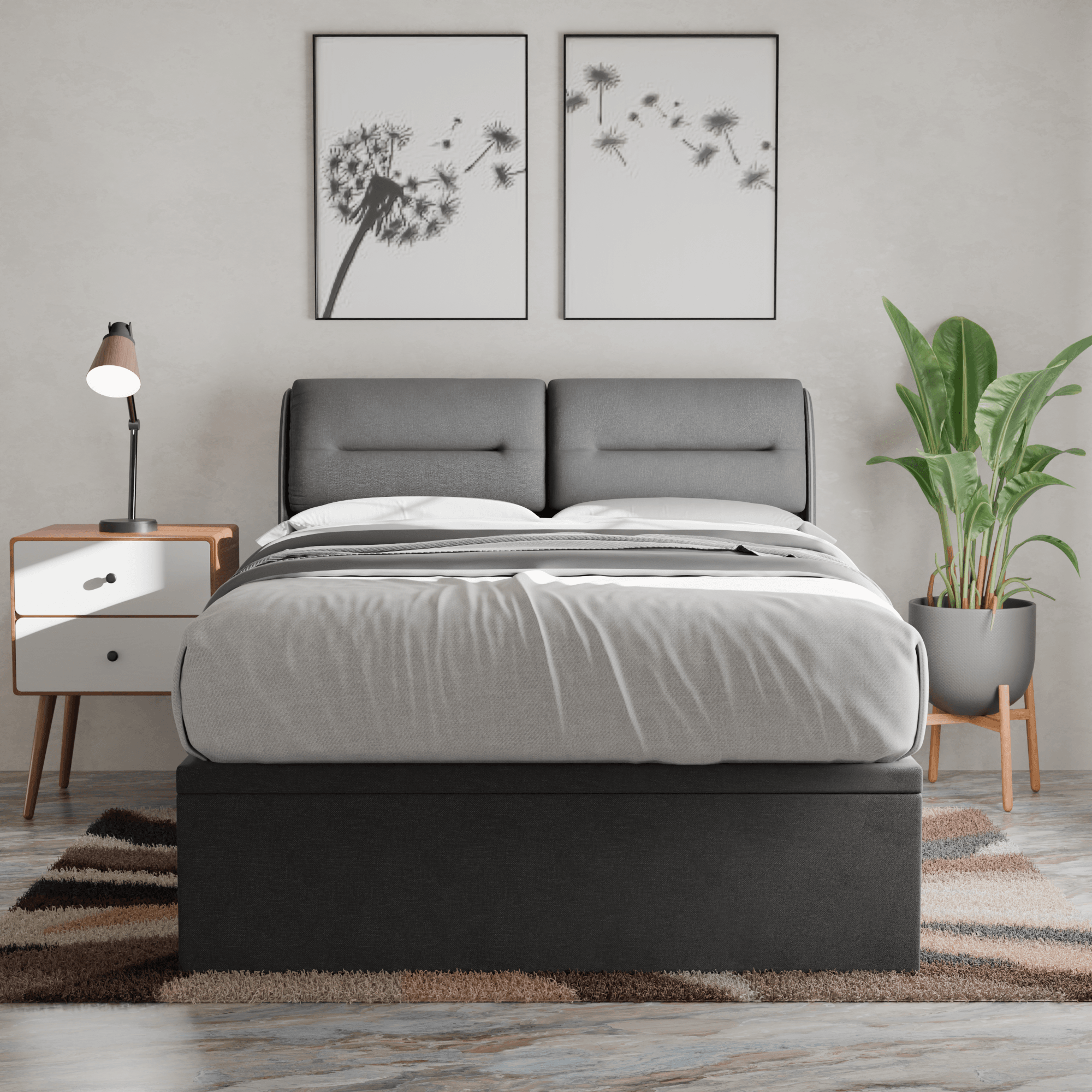 Hanubee Waterproof Fabric Storage Bed with Underbed Drawers - Space Saving Organizer for Bedroom, Dorm, or Guest Room