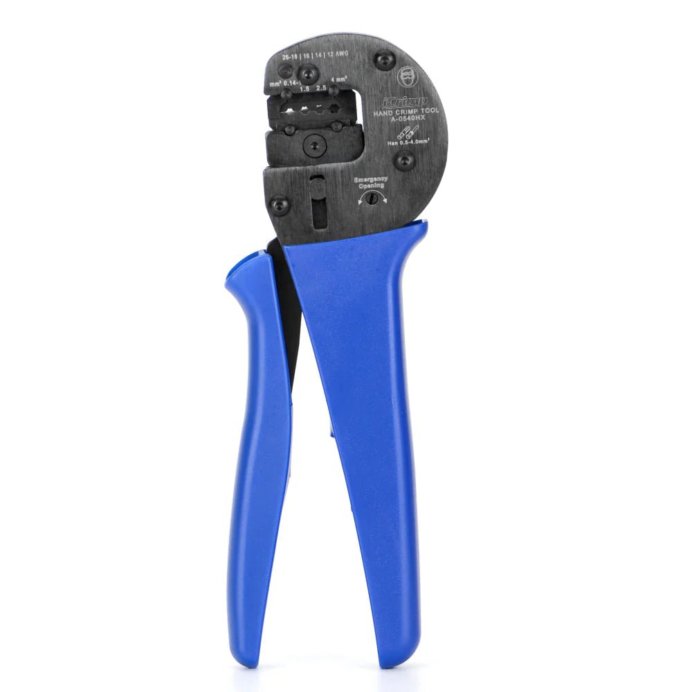 Professional Ratchet Crimper Tool for Harting Han C, Han D, Han E Contacts (AWG26-12) - Perfect for Electrical Wiring, Industrial Assembly & Network Installations