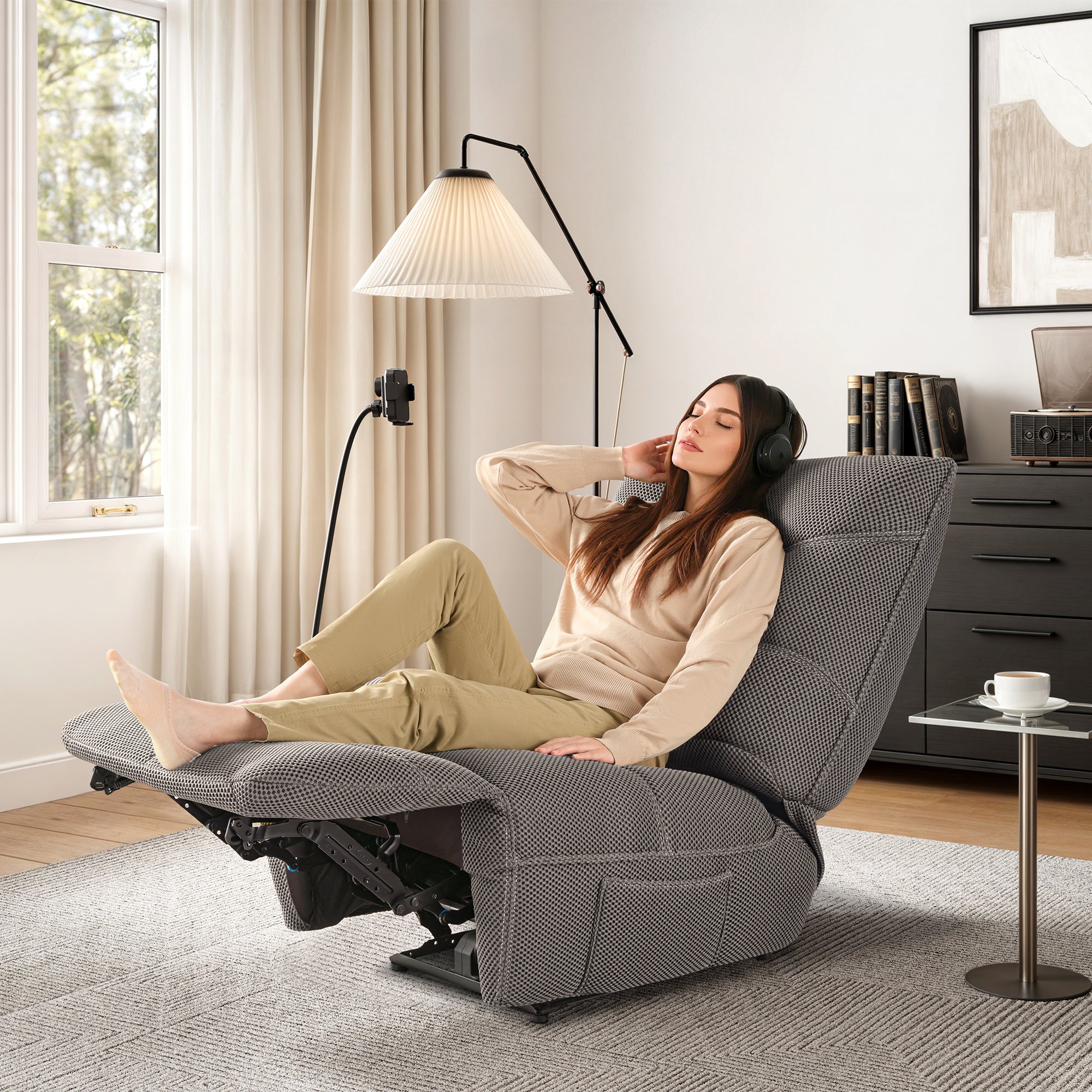 Linx Recliner Chair with Wireless Charging & USB Ports - Perfect for Living Room, Home Theater & Office Relaxation