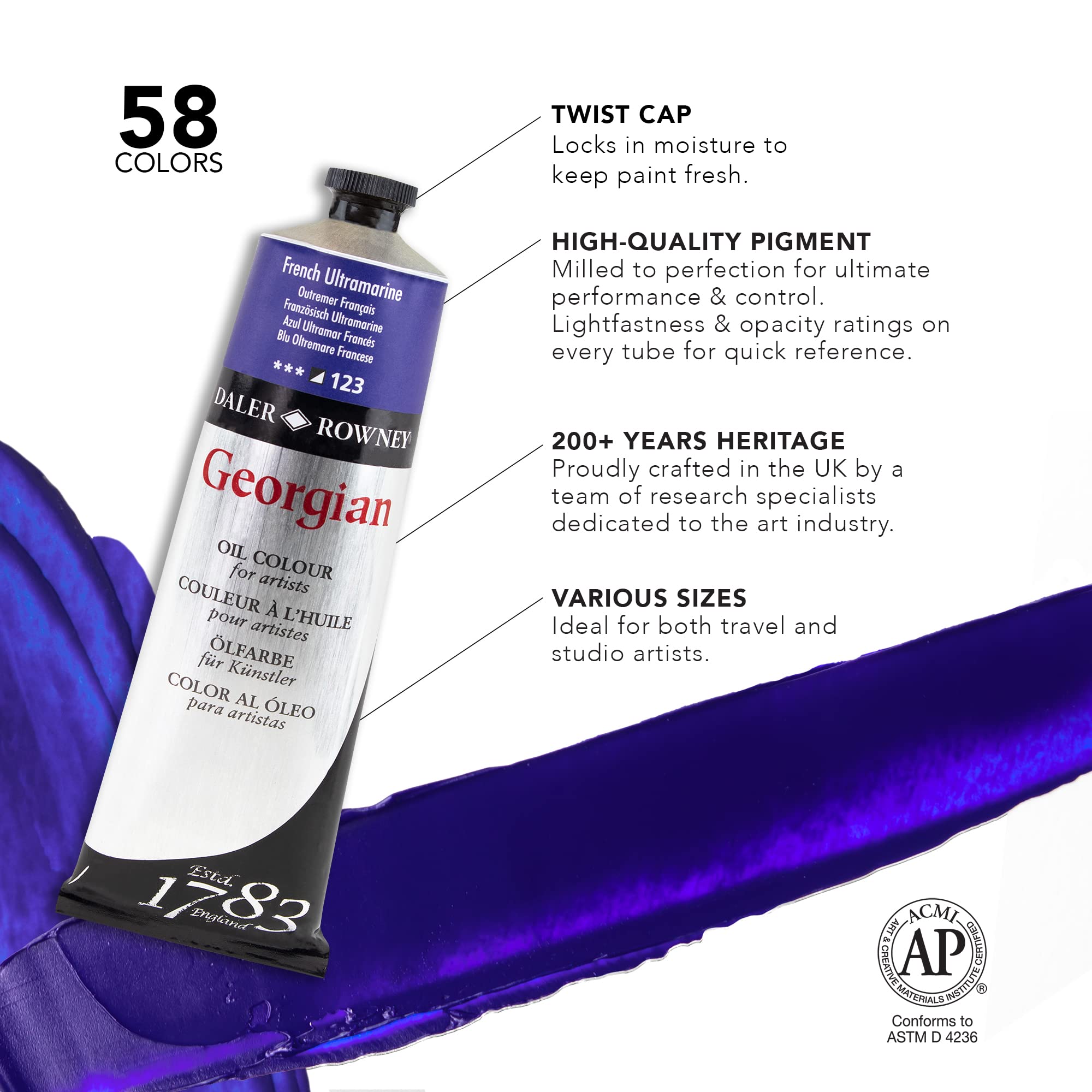 Daler-Rowney Georgian Oil Paint - Brilliant Rose (225ml) | Professional Artist Oil Colors for Canvas Painting & Portrait Art