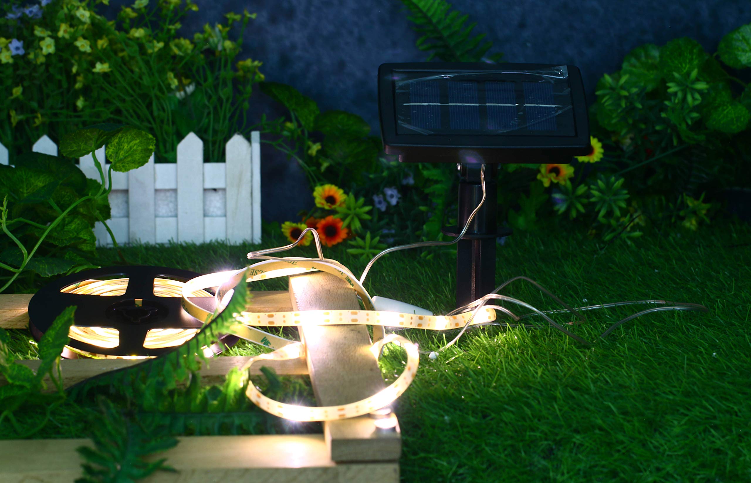 16ft Solar Tape Lights Waterproof - Deck Impressions Weatherproof LED Strip with Still/Flashing Modes - Perfect for Outdoor Deck, Patio, Garden & Pathway Lighting