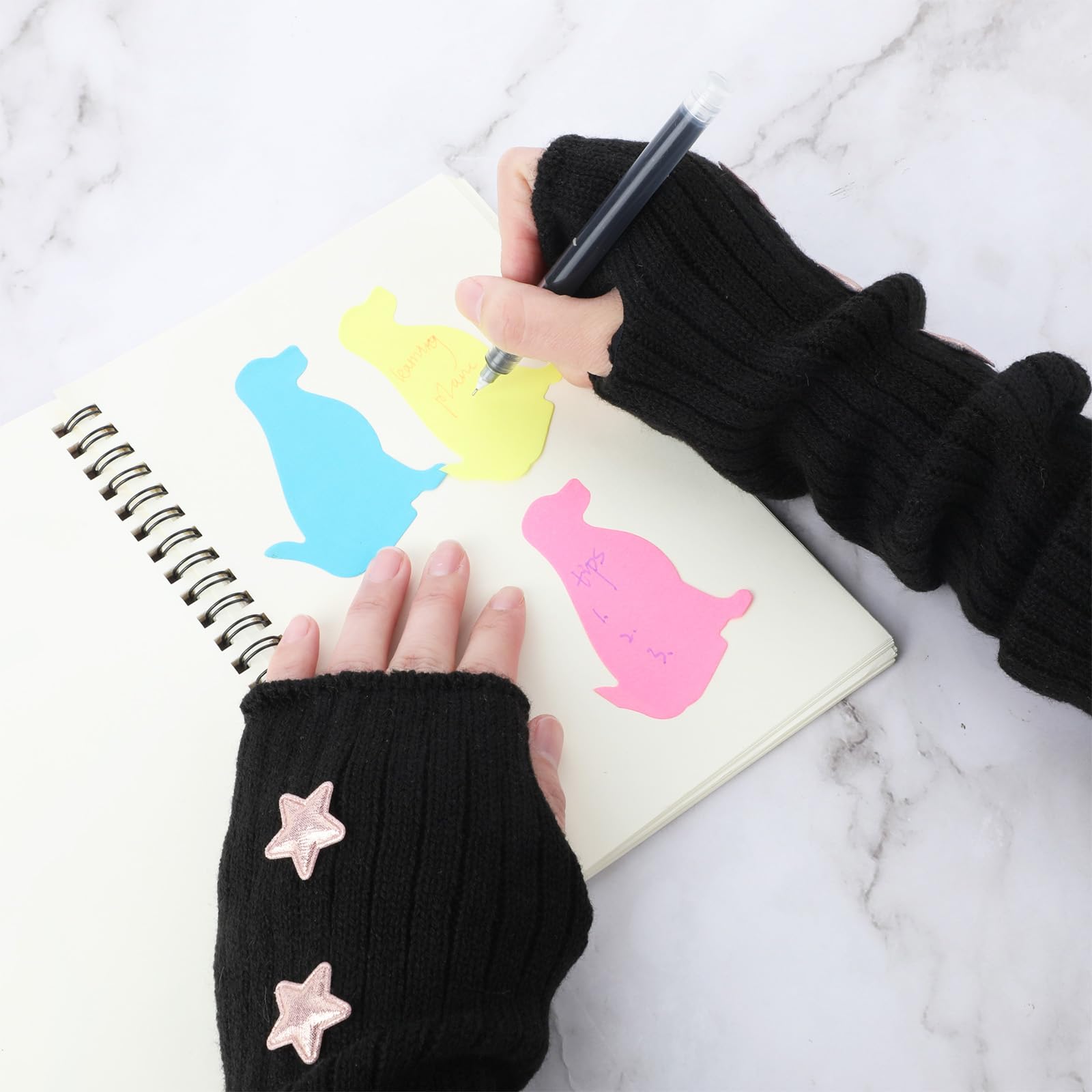 2Pcs Cute Star Print Arm Warmers for Women & Kids - Soft Knit Winter Accessories for Cold Weather, Yoga, and Outdoor Activities