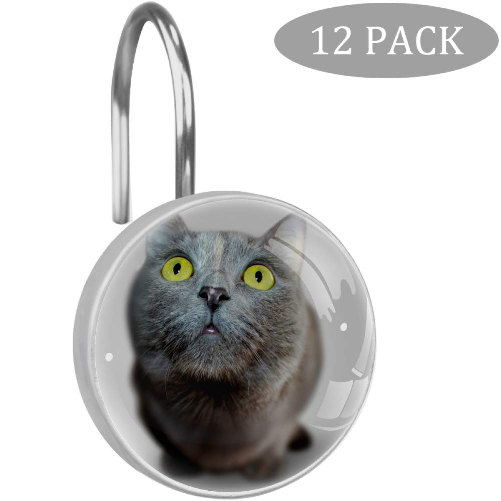 Idealiy 12-Piece Cute Animal Shower Curtain Hooks - Decorative Bathroom Accessories for Kids, Baby Nursery, Bedroom & Living Room - Waterproof Durable Hooks for Shower Curtains, Window Treatments & Home Decor