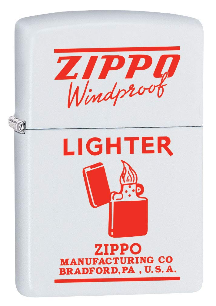 Vintage Zippo Windproof Lighter - Red & White Matte Finish (Model 80466) | Perfect for Outdoor Adventures, Camping, and Everyday Carry