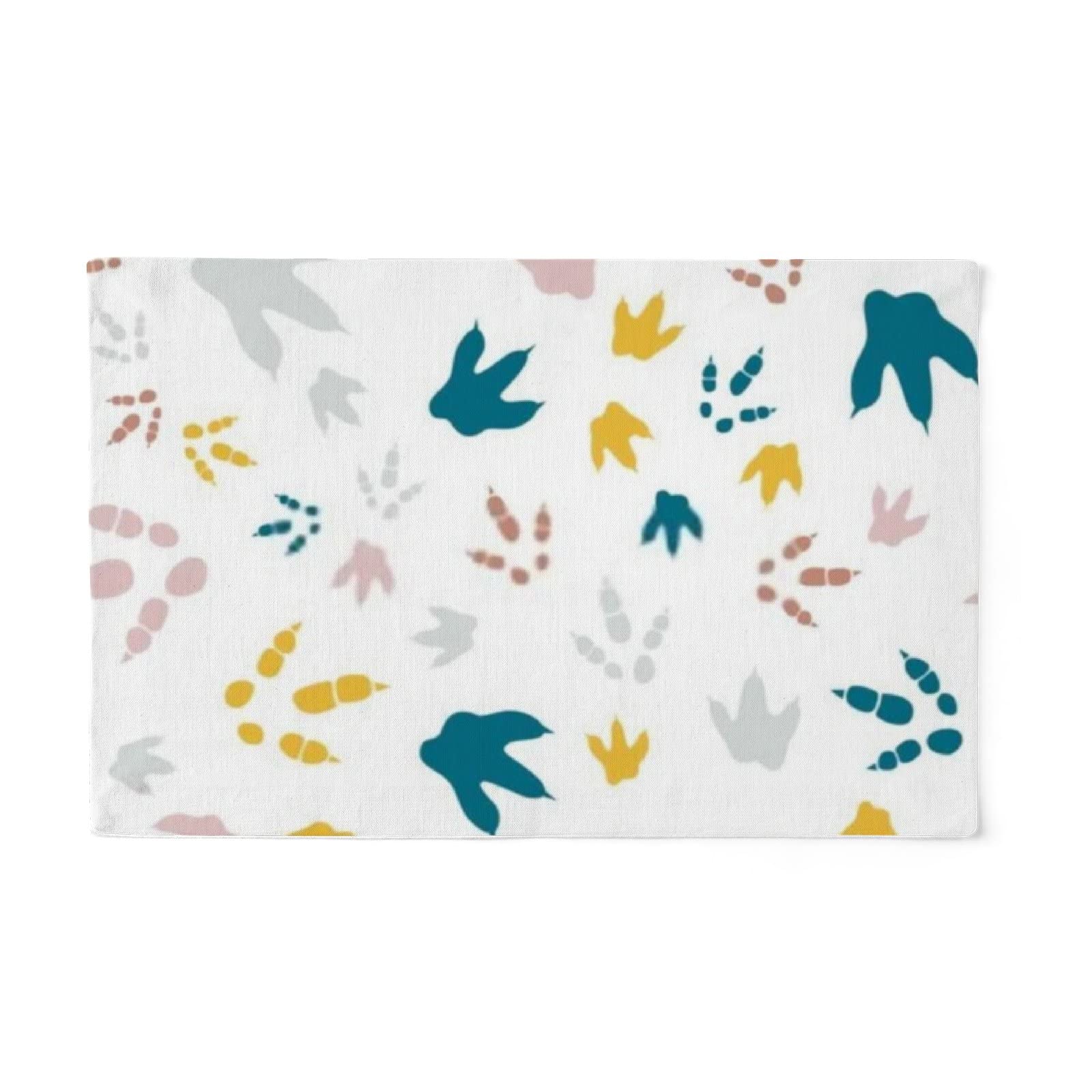 ZHIAMI Heat-Resistant Linen Placemats Set - Cute Dinosaur Footprint Design Washable Table Mats for Dining & Kitchen Counter Protection | Perfect for Family Meals, Kids Parties & Home Decor
