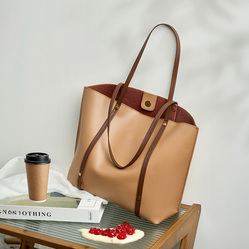 Genuine Soft Leather Large Capacity Tote Shoulder Bag for Women - Perfect for Work, Travel & Everyday Use