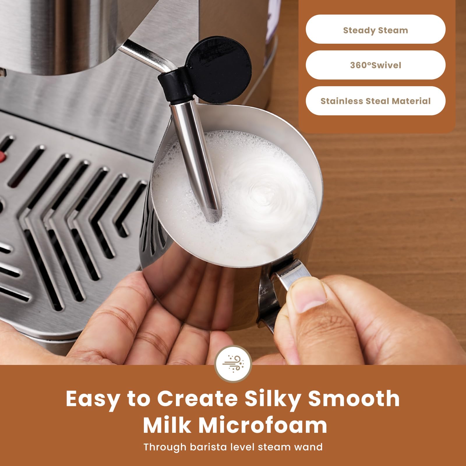 Gevi 20 Bar Espresso Machine with Milk Frother - Compact Super Automatic Coffee Maker for Cappuccino & Latte - Stainless Steel Home Espresso Machine - Perfect Gift for Dad or Mom - Ideal for Home Kitchens, Offices & Coffee Enthusiasts