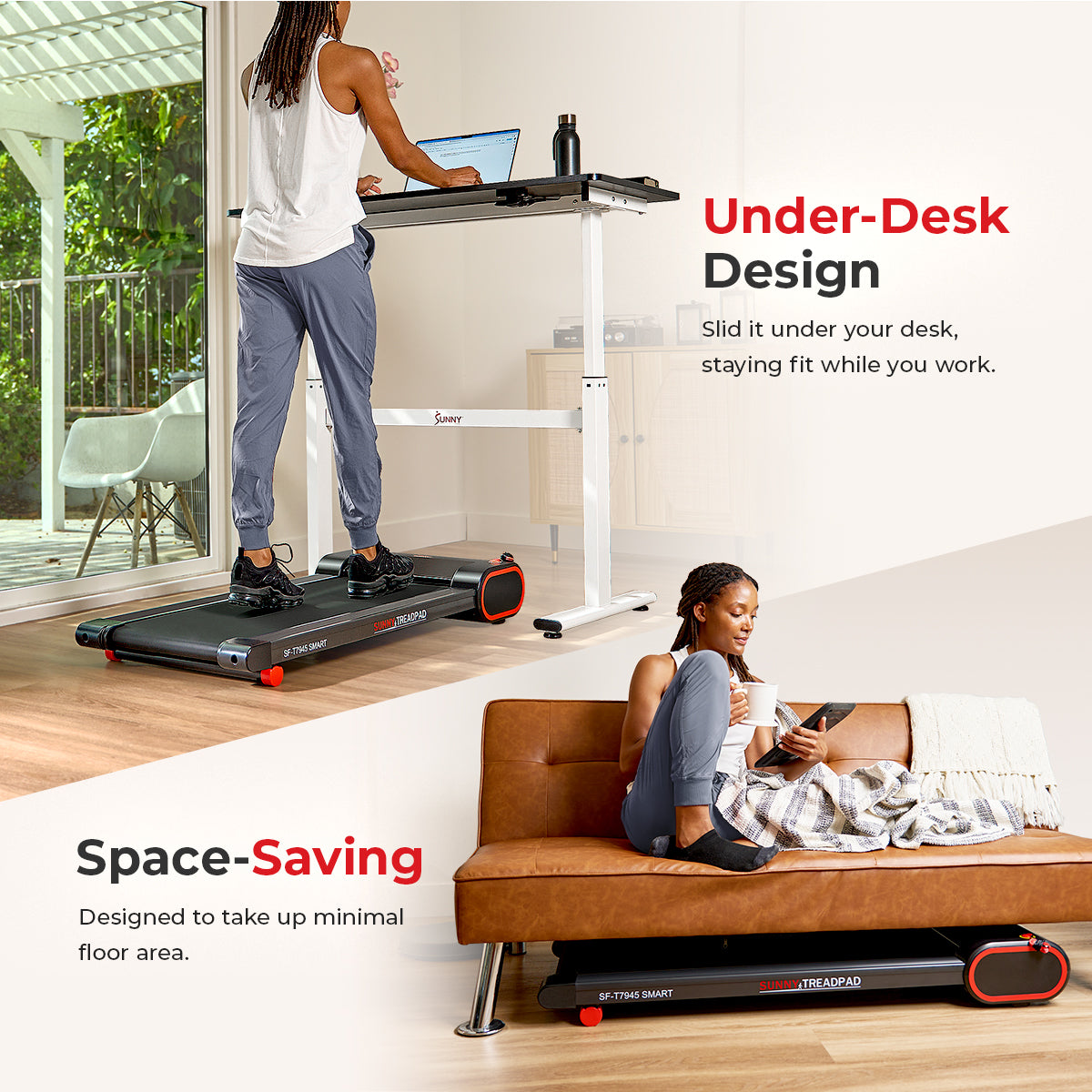 Under Desk Smart TreadPad® Walking Treadmill - Compact & Quiet Office Treadmill for Home & Work, Perfect for Fitness While Working or Watching TV