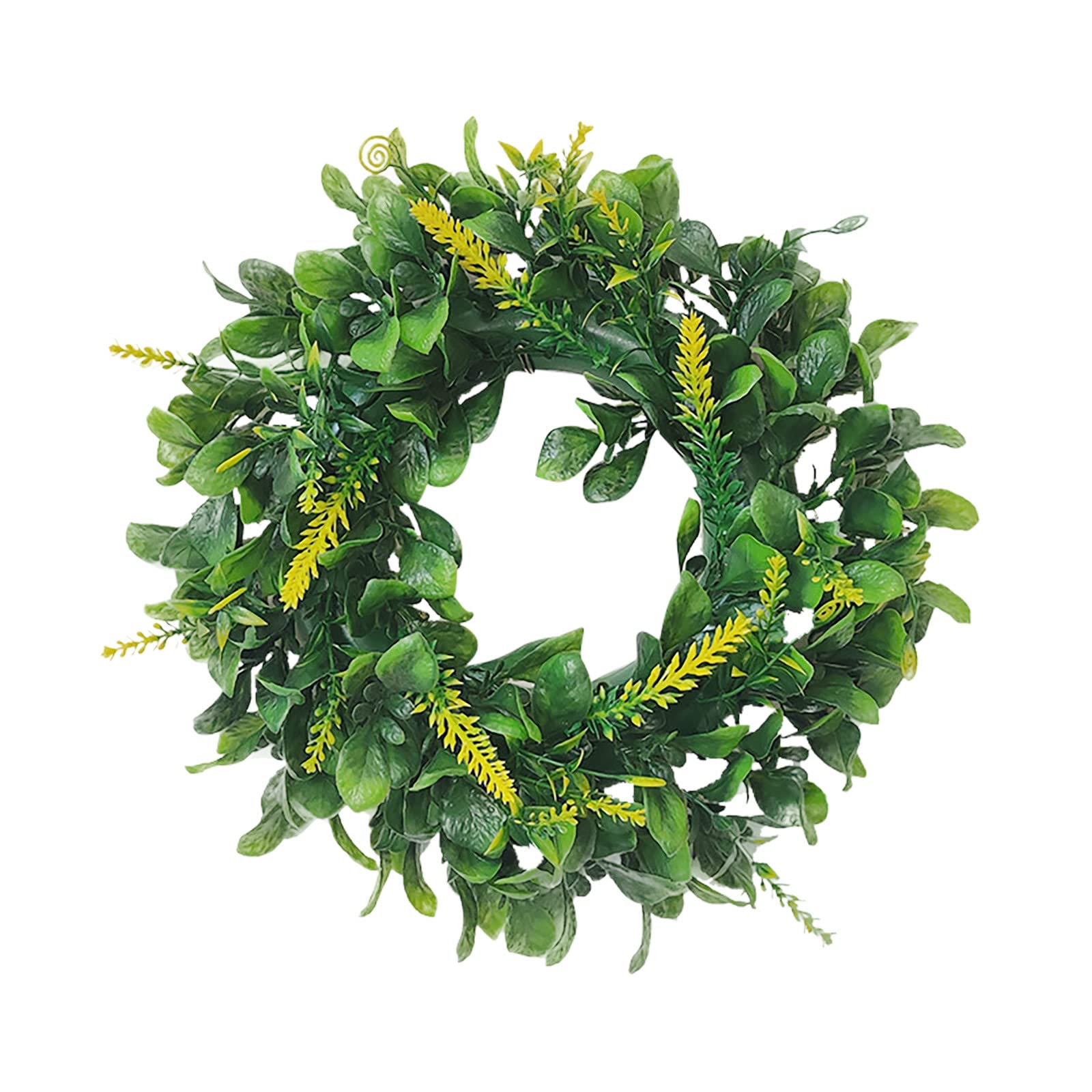 14 Inch Artificial Boxwood Wreath with LED Lights - Summer Spring Floral Door Decor for Front Entryway, Indoor Outdoor Home Party Decorations (Green, One Size) - Perfect for Holidays, Weddings & Seasonal Home Décor