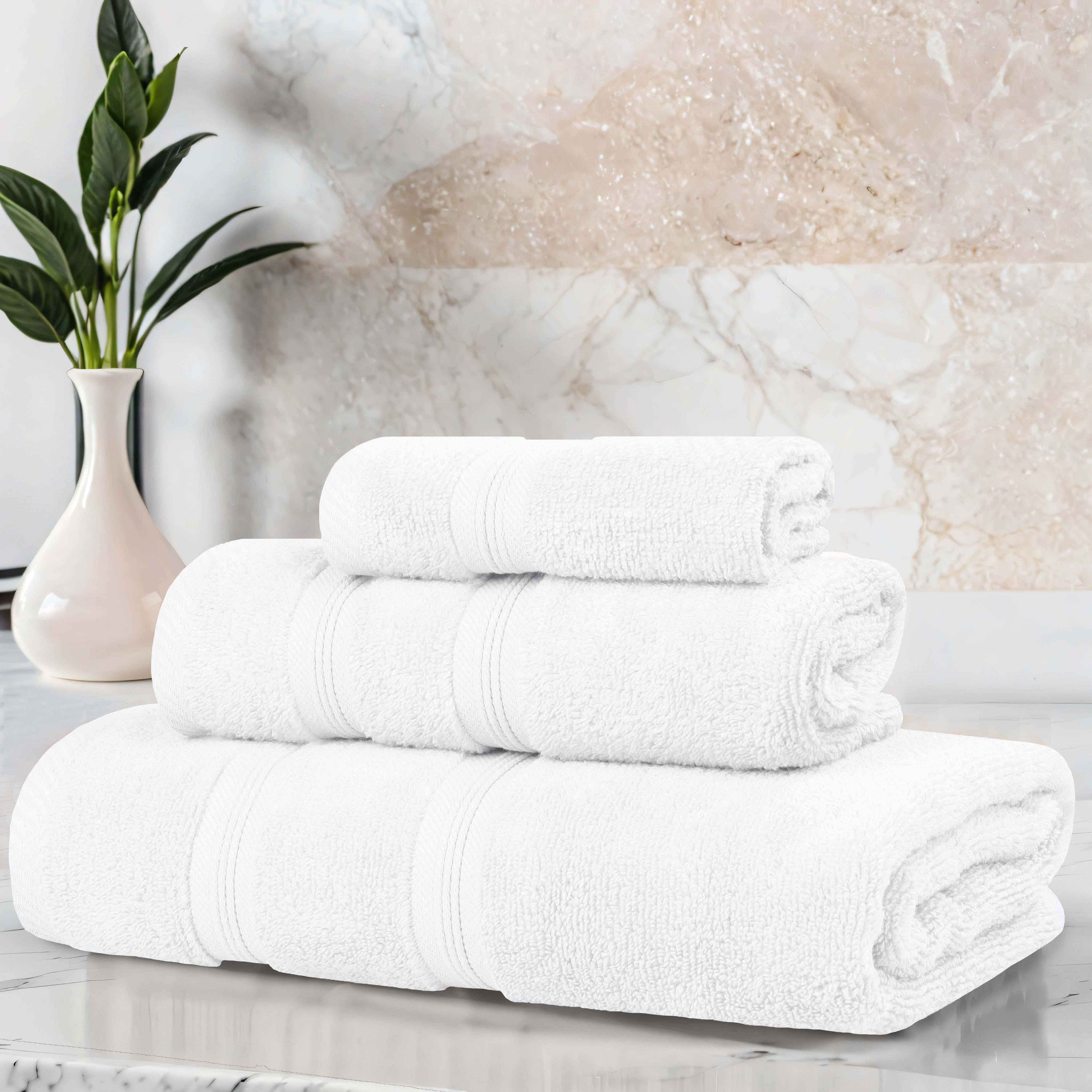 Premium Smart Dry Zero Twist Cotton 3-Piece Towel Set - Ultra Soft & Absorbent Bath Towels, Hand Towels & Washcloths - Perfect for Spa, Bathroom & Luxury Home Decor