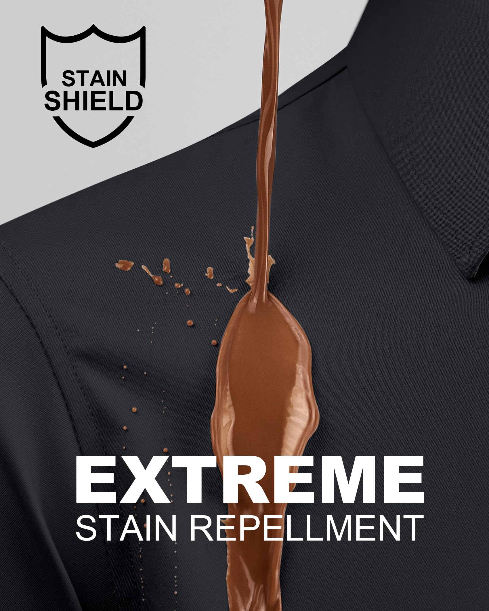 Stain Shield Men's Long Sleeve Dress Shirts - Slim Fit Casual Button Down Shirts for Big & Tall - Perfect for Office, Business Meetings & Formal Events