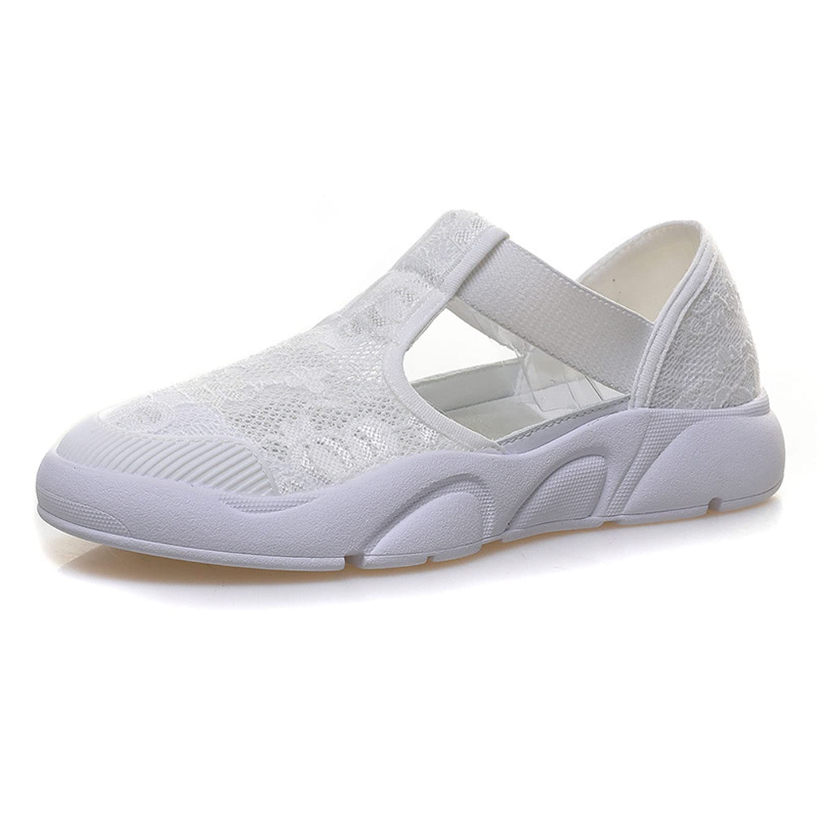 Women's White Breathable Summer Beach Sandals - Comfortable Outdoor Flat Sandals for Wide Feet | Casual Ladies Shoes for Walking, Travel & Vacation