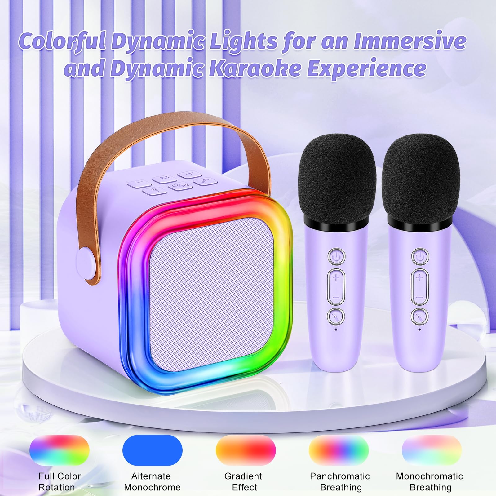 **Wireless Mini Karaoke Machine for Kids - Portable Bluetooth Microphone Toy for Girls Age 4-10, Purple (Perfect Birthday Gift & Singing Practice for Home, Parties & Travel)**