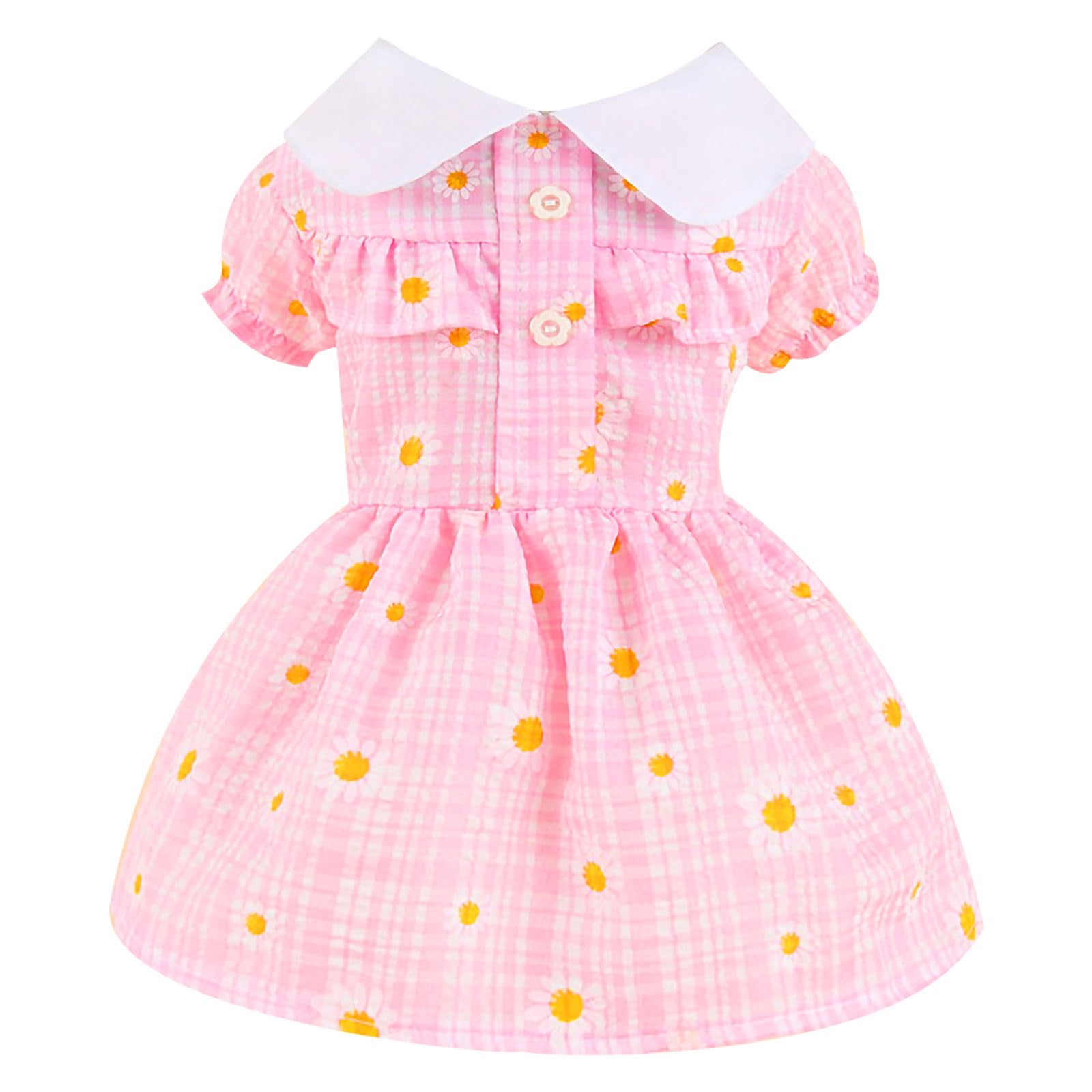 BAEJMJK Floral Dog Dress for Small Dogs - Cute Daisy Print Puppy Dress, Breathable Princess Pet Clothes for Spring & Summer (Pink, Small) | Perfect for Outdoor Walks, Pet Parties & Photo Shoots