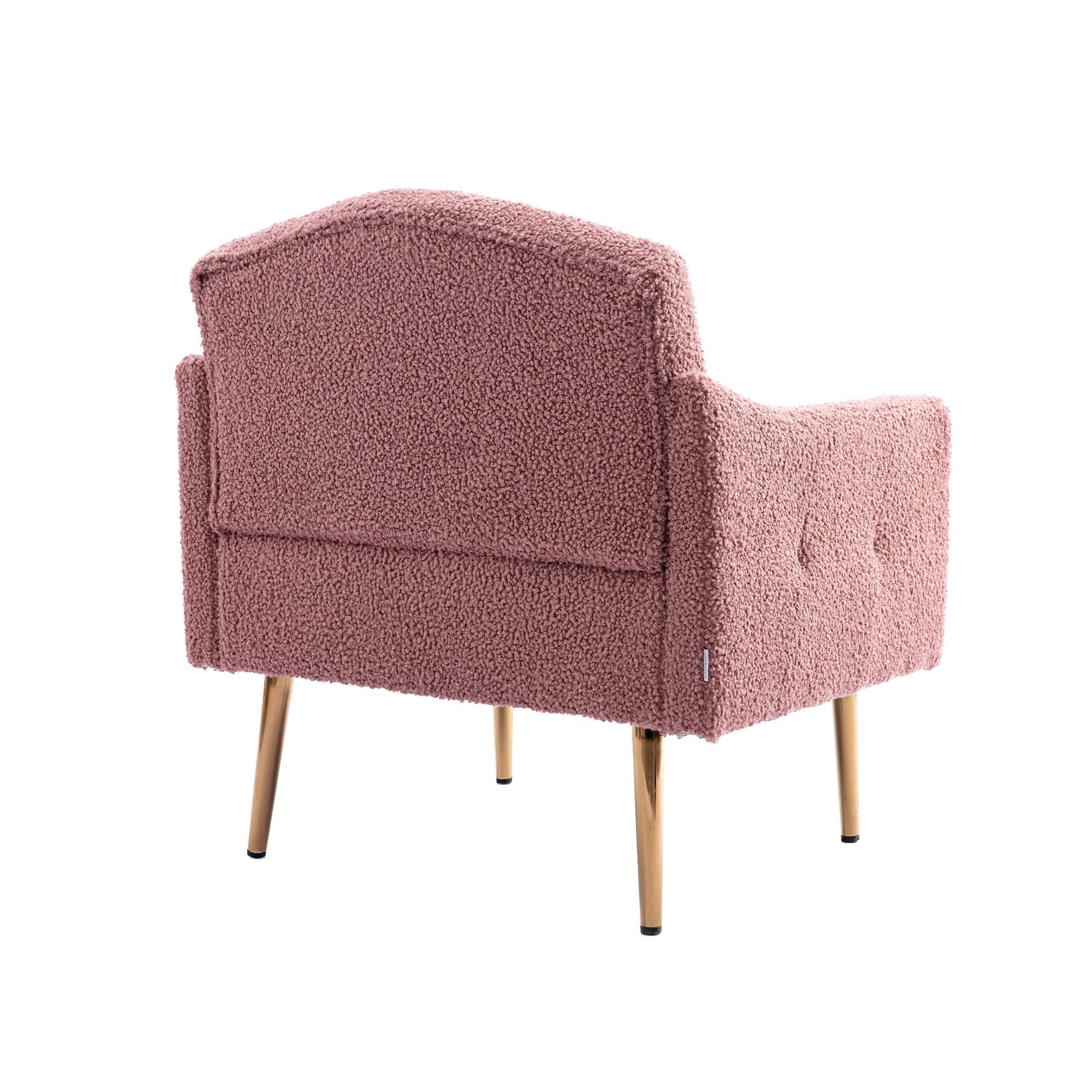 Modern Accent Chair with Upholstered Armrests - Club Lounge Chair for Living Room, Reading Nook & Dressing Room - Soft Teddy Brush Pink Fabric - Stylish Home Decor & Comfortable Seating Solution