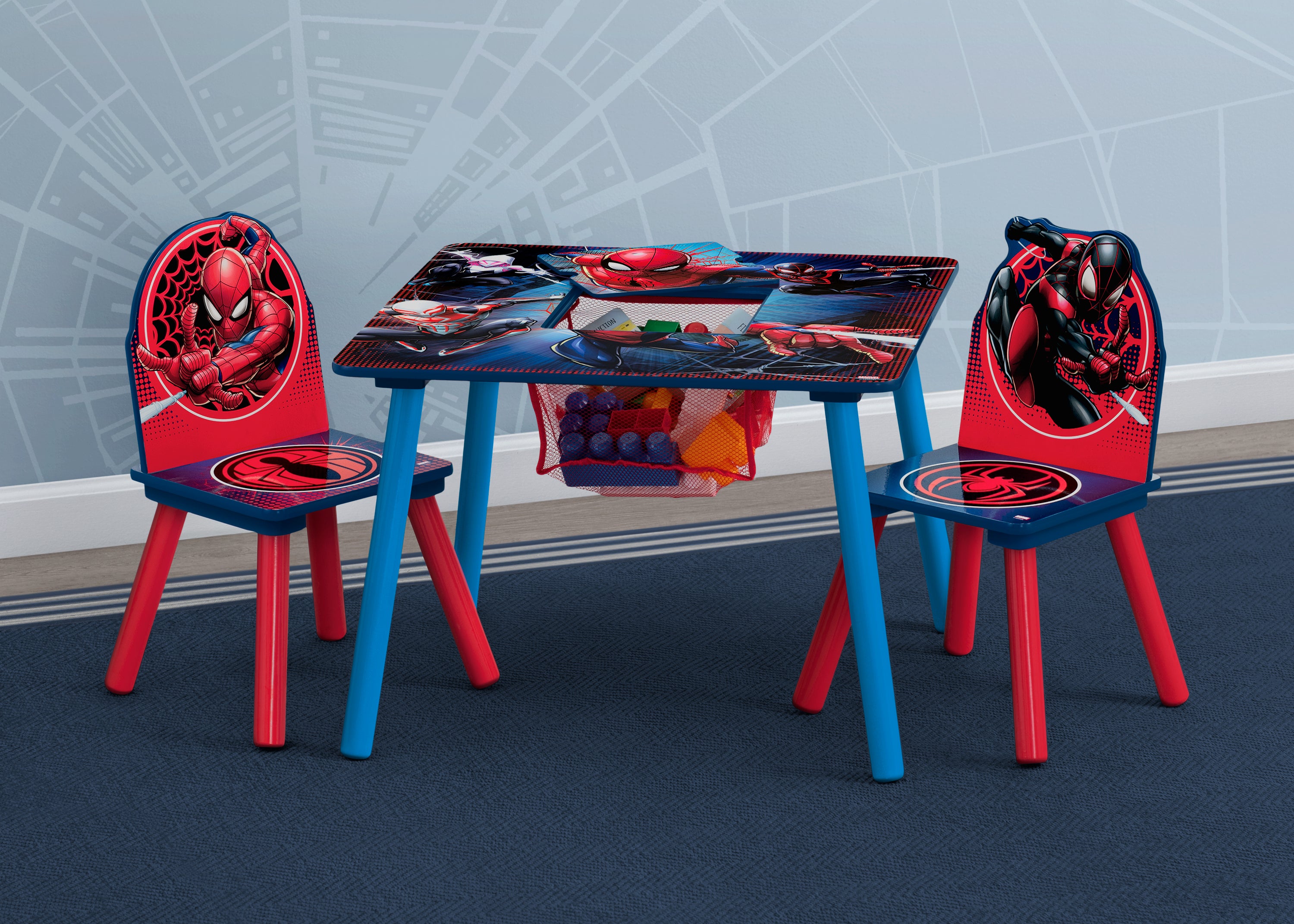 Spider-Man Kids Table and Chair Set with Storage - Fun Playroom Furniture for Learning & Playtime Activities
