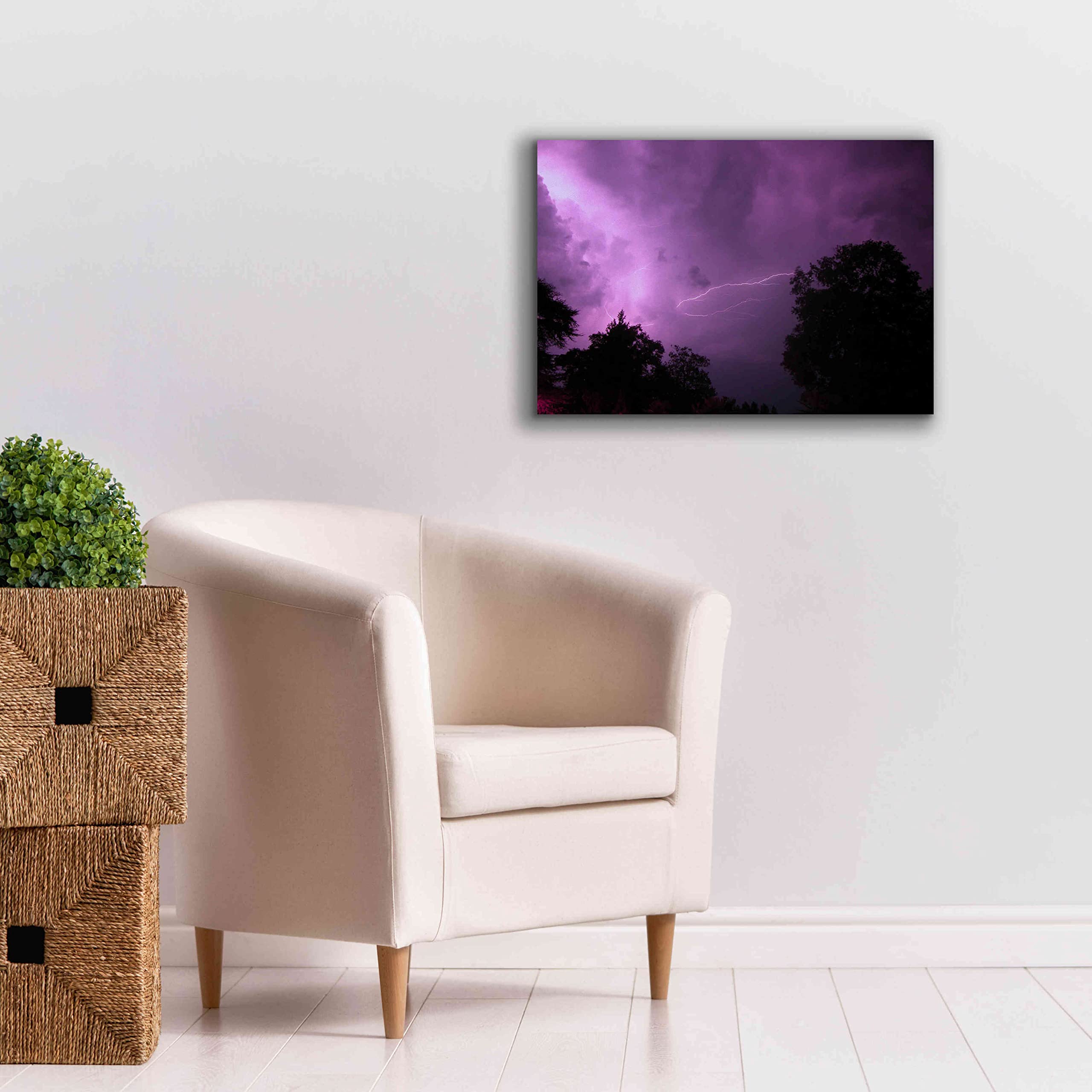 Epic Graffiti 'Purpureus Lightning' Canvas Wall Art Print - 26x18 Inches Giclee Reproduction - Modern Urban Decor for Living Room, Bedroom & Office