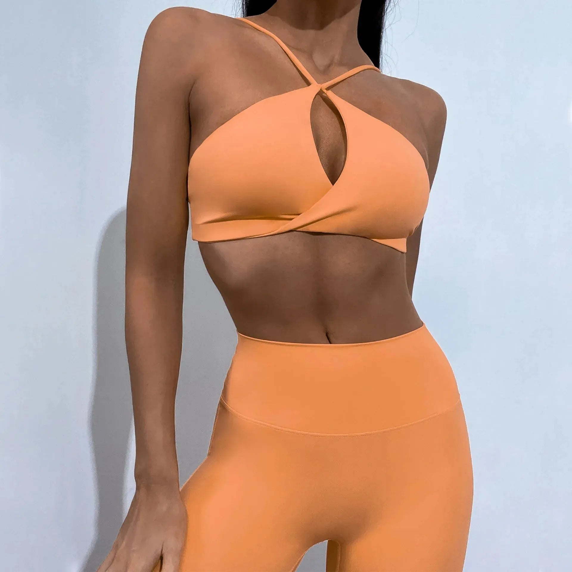 Women's Luxury Wrap Front Yoga Set - High Waist Scrunch Booty Leggings & Purple Sports Bra for Gym, Workout & Fitness | Perfect for Yoga, Pilates & Running