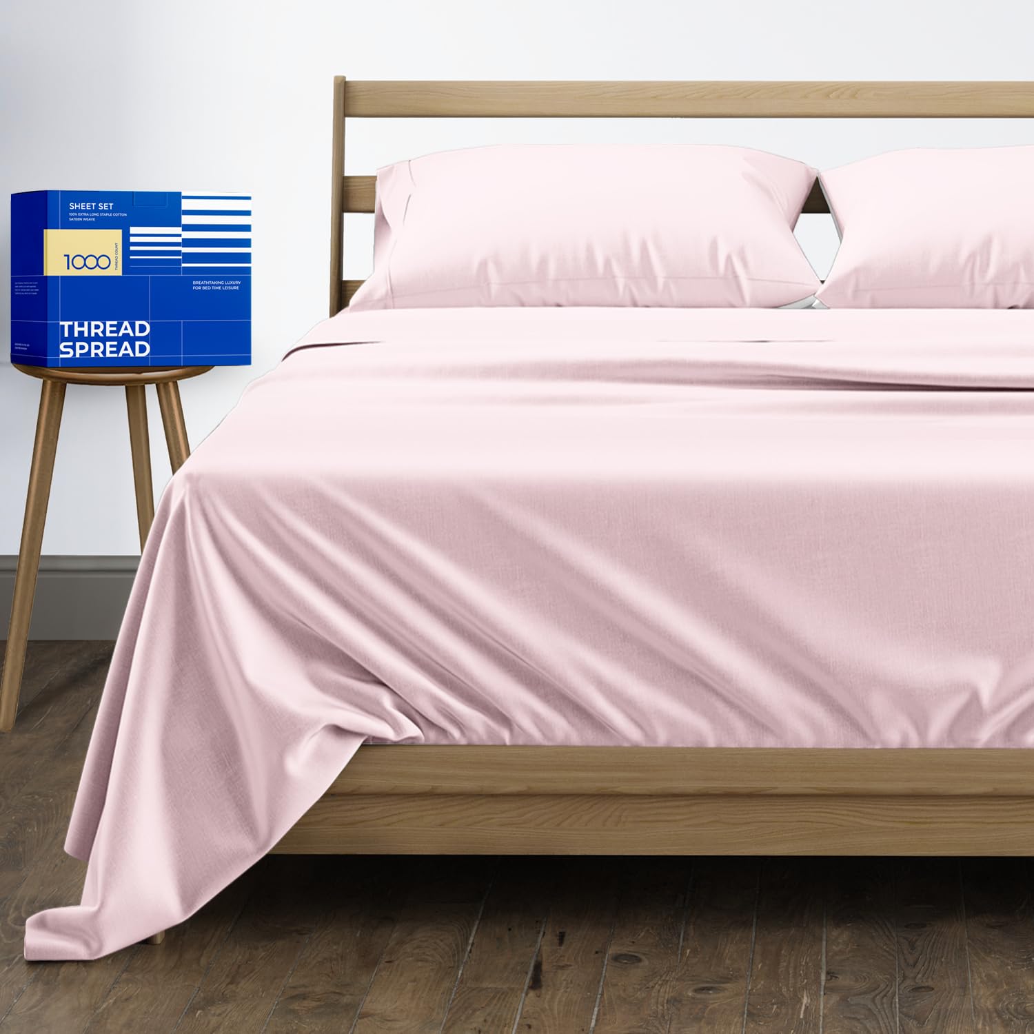 Premium 1000 Thread Count Egyptian Cotton King Size Bed Sheet Set - 4 Piece Sateen Weave with 16