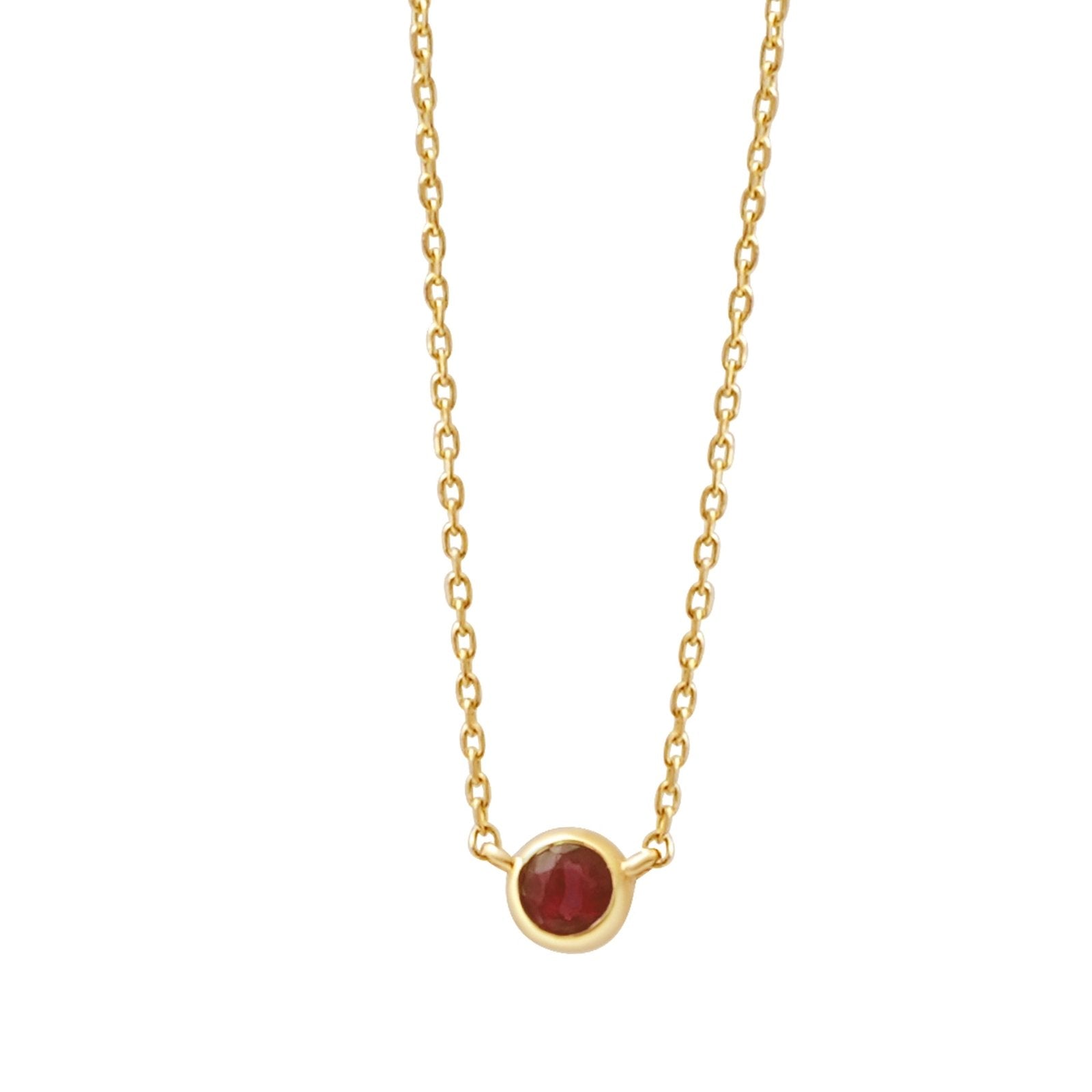 Garnet Station Necklace - Bezel Set in Solid 14k Yellow Gold | Elegant Everyday Jewelry for Women, Perfect Gift for Birthday, Anniversary & Valentine's Day