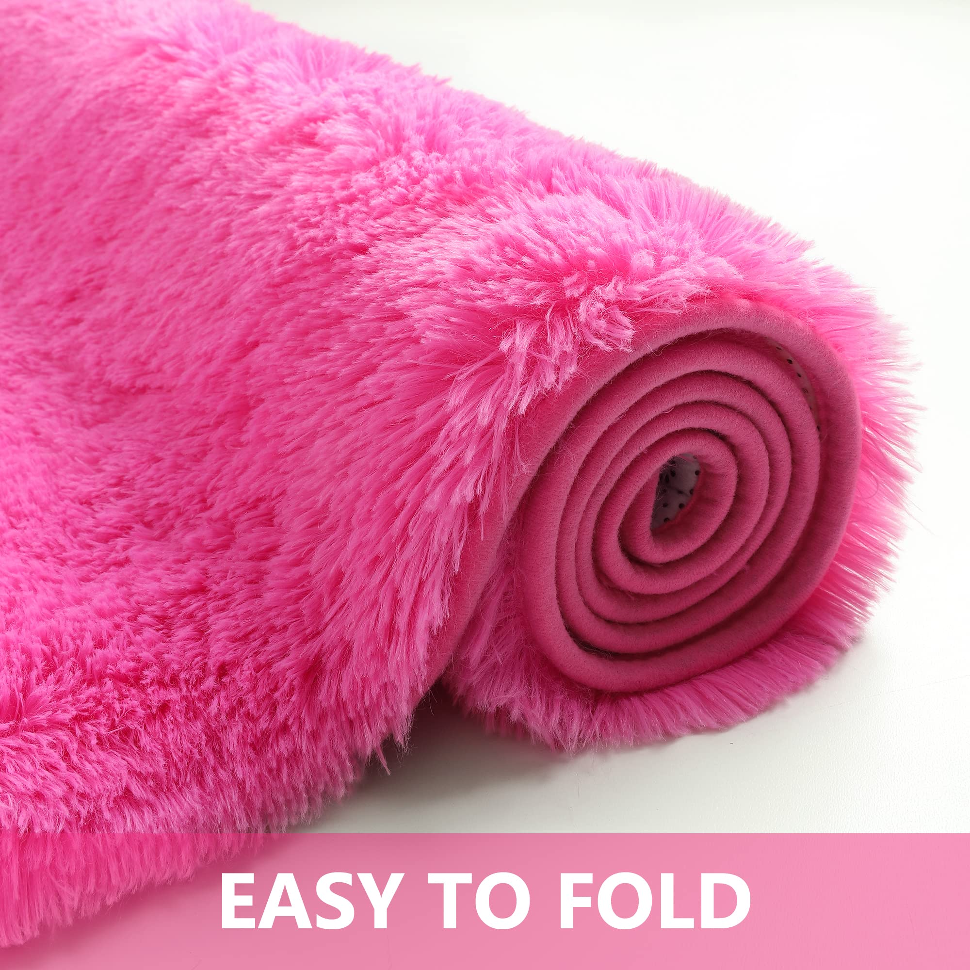 5x8 Feet Fluffy Shaggy Area Rug - Ultra Soft Plush Fuzzy Carpet for Living Room, Bedroom, Nursery | Kids & Girls Home Decor in Hot Pink | Perfect for Cozy Spaces, Playrooms & Dorm Rooms
