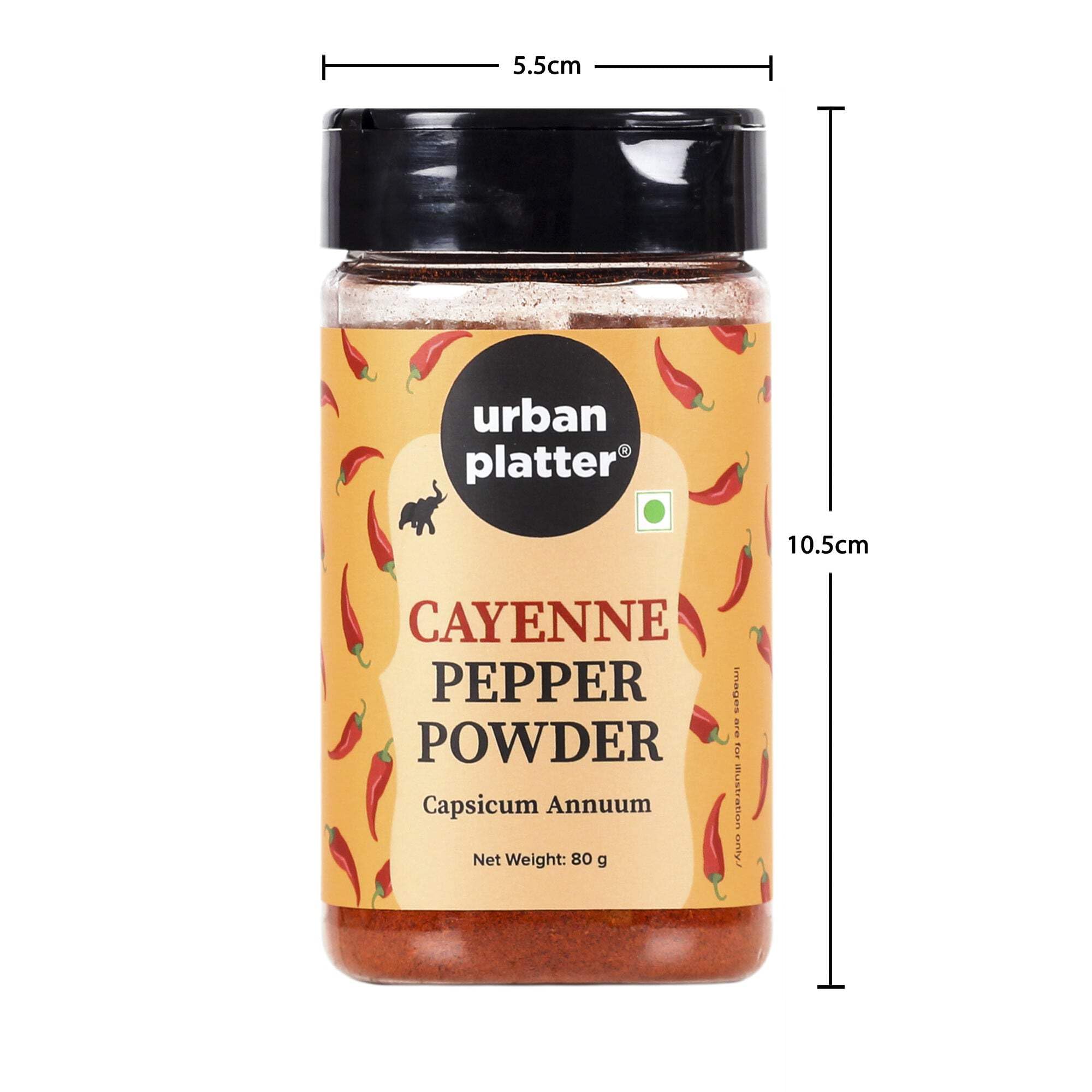 Urban Platter Cayenne Pepper Powder - 80g / 2.9oz Shaker Jar | Pure Capsicum Annum Spice | Hot & Spicy Chili Seasoning | Perfect for Cooking, Grilling & Spicing Up Dishes