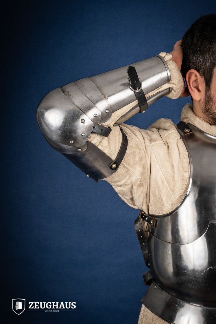 15th Century Medieval Armor - 1.6mm Polished Steel Knight Arm Armor for LARP, Cosplay & Historical Reenactment - Perfect for Renaissance Fairs, Theater Performances & Medieval Events