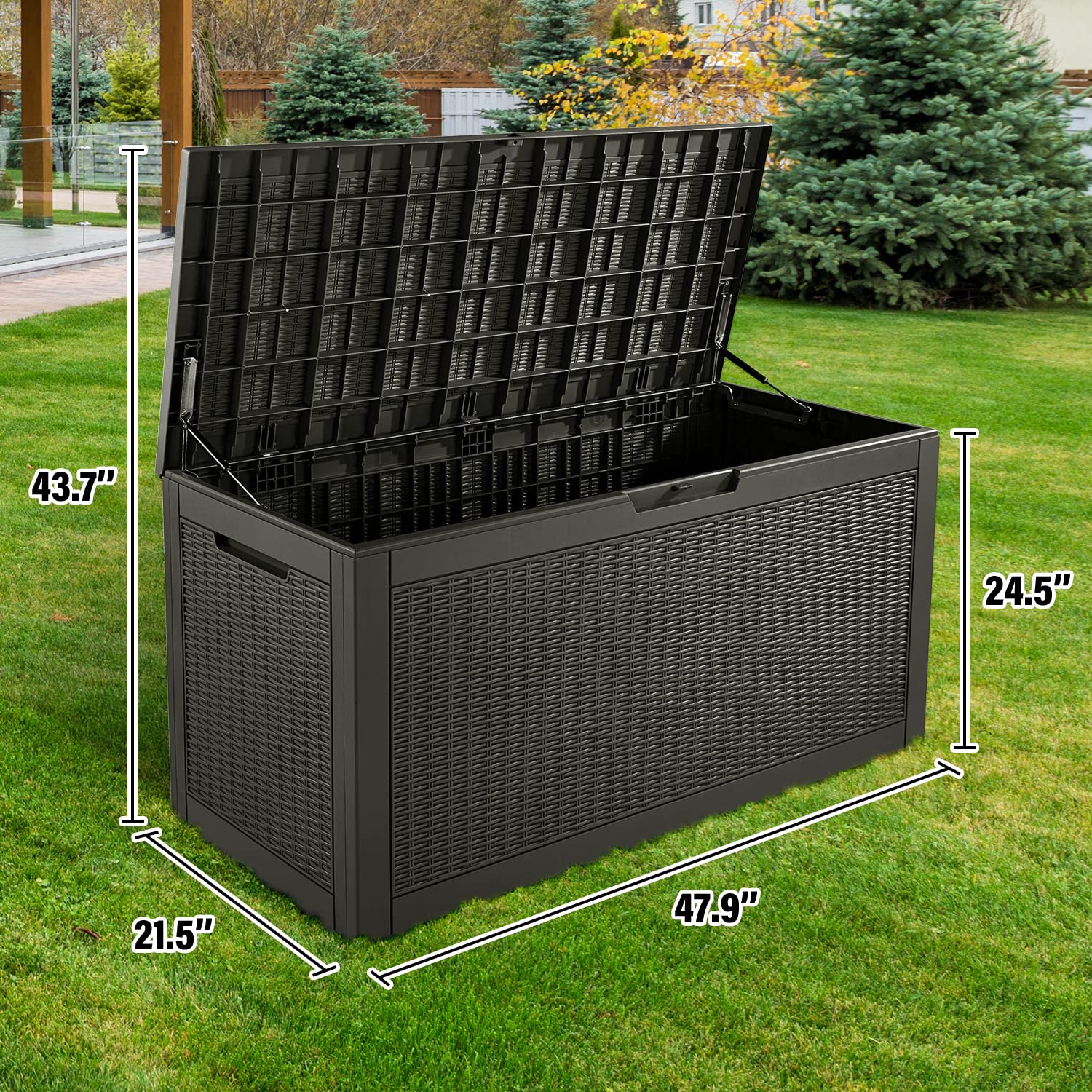 PayLessHere 100 Gallon Waterproof Deck Storage Box - Outdoor Garden, Pool & Patio Furniture with Lockable Lid - Perfect for Storing Cushions, Pool Toys & Gardening Tools