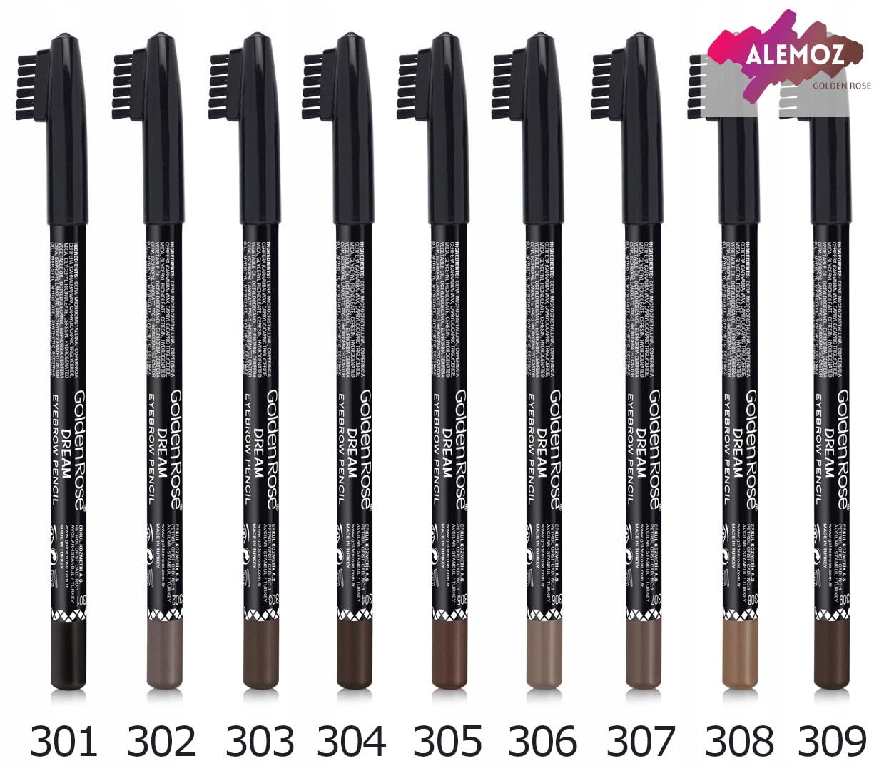 Golden Rose Dream Eyebrow Pencil 309 - Waterproof, Long-Lasting Eyebrow Pencil with Spoolie Brush - Natural Look for Thin or Thick Brows - Perfect for Daily Makeup & Professional Use