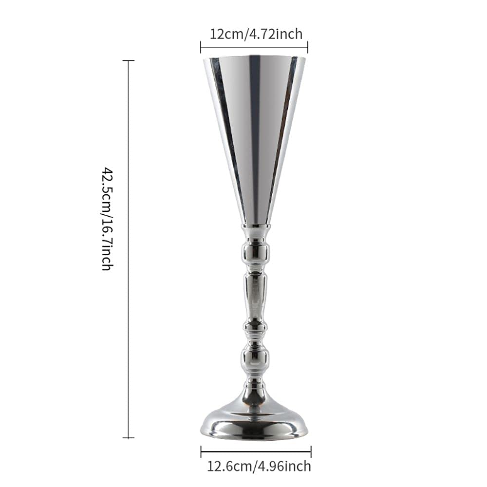 10-Piece Silver Metal Wedding Flower Trumpet Vase Set - Elegant Table Centerpieces for Wedding, Party & Home Decor - Perfect for Reception Tables, Anniversary Celebrations & Living Room Display