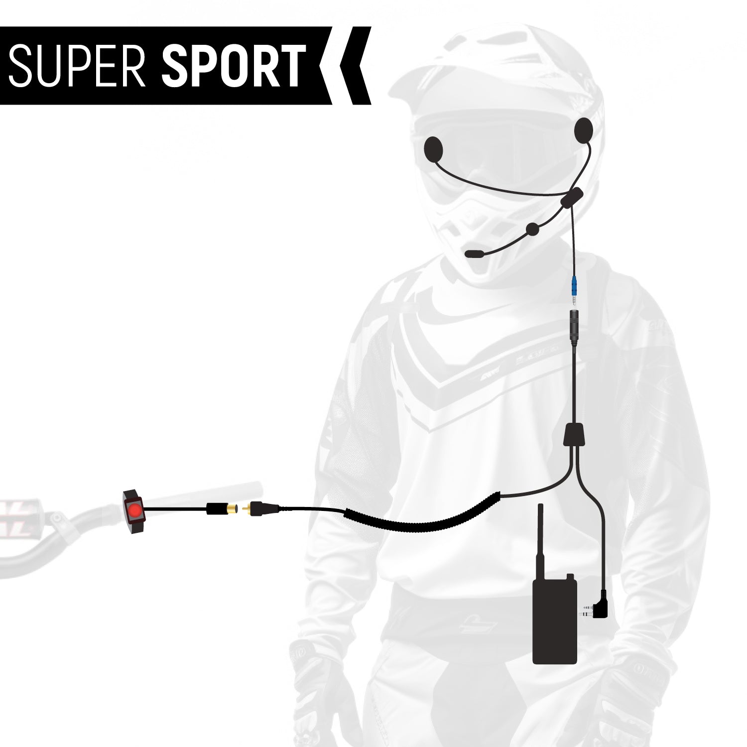 SUPER SPORT Complete Motorcycle Communication Kit with Lightweight SPORT Cables - Bluetooth Headset, Intercom System for Riders - Perfect for Group Rides, Touring & Adventure Motorcycling