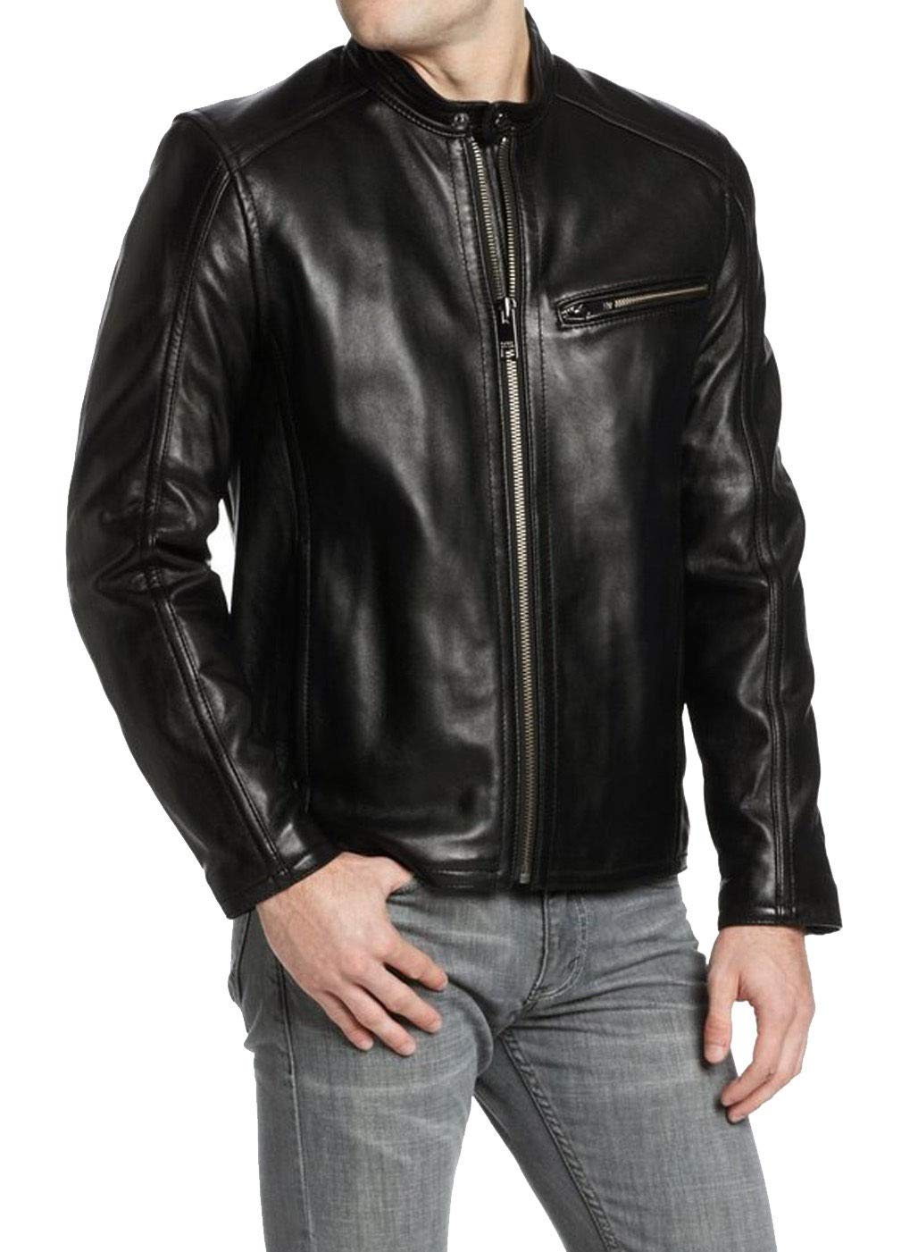 Men's Distressed Leather Motorcycle Jacket - Stylish Biker Bomber Jacket with Zipper for Men | Perfect for Riding, Casual Wear & Outdoor Adventures