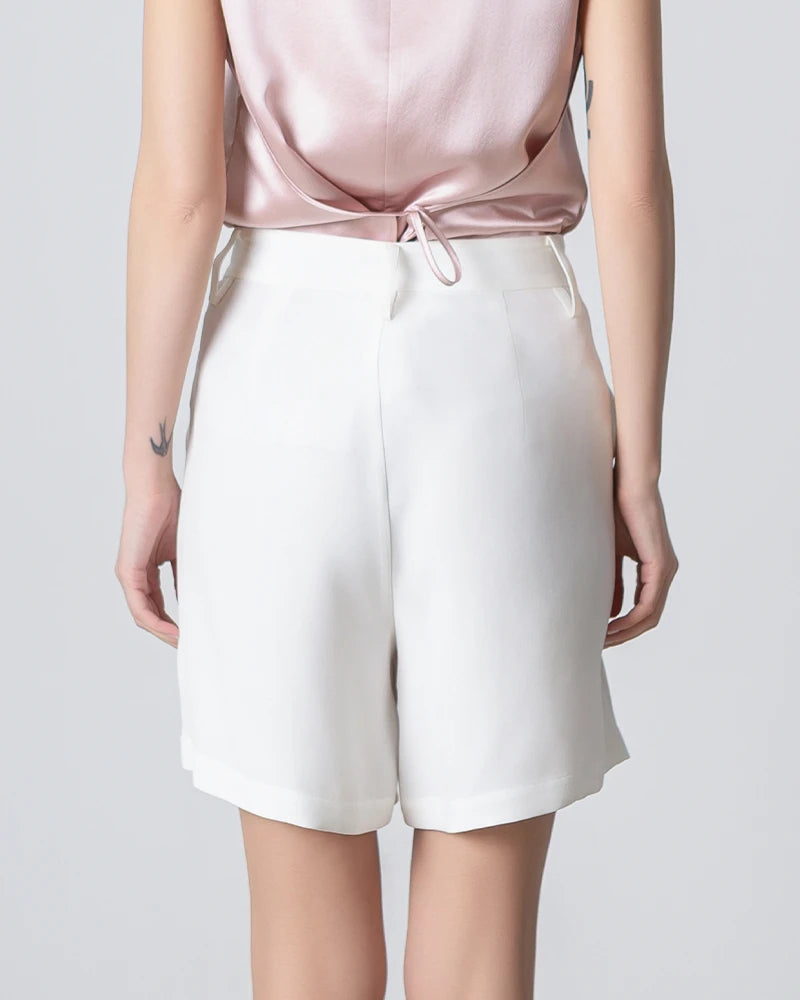 Premium 40 Momme Silk Bermuda Shorts for Women - Soft, Breathable & Comfortable - Perfect for Summer, Travel & Lounge Wear